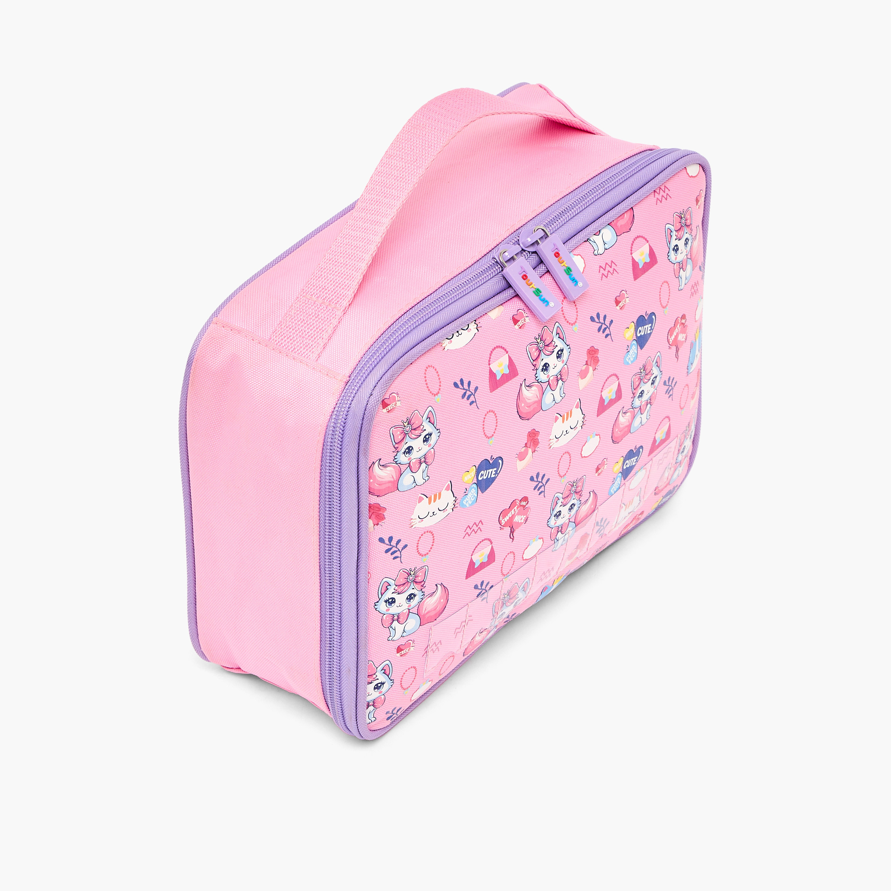 Toursun Cat Print Lunch Bag for Girls 5-8 Years with Zip Closure-school-lunchessentials-lunchbags-image-2