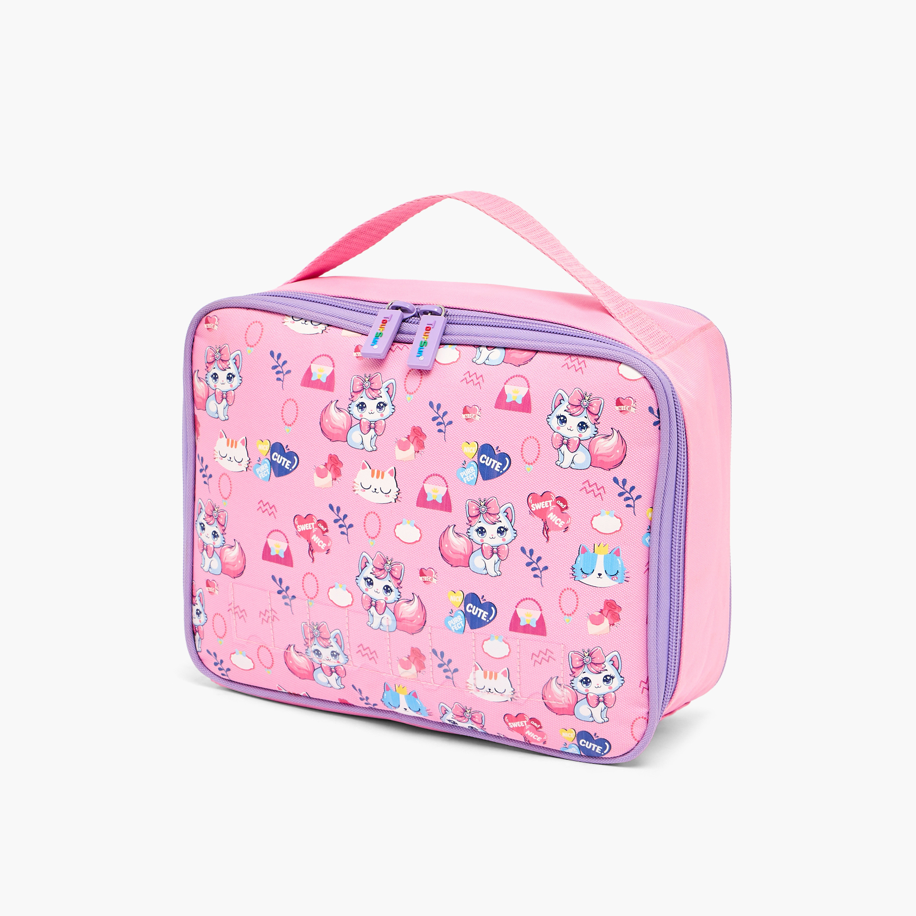 Toursun Cat Print Lunch Bag for Girls 5-8 Years with Zip Closure-school-lunchessentials-lunchbags-image-6