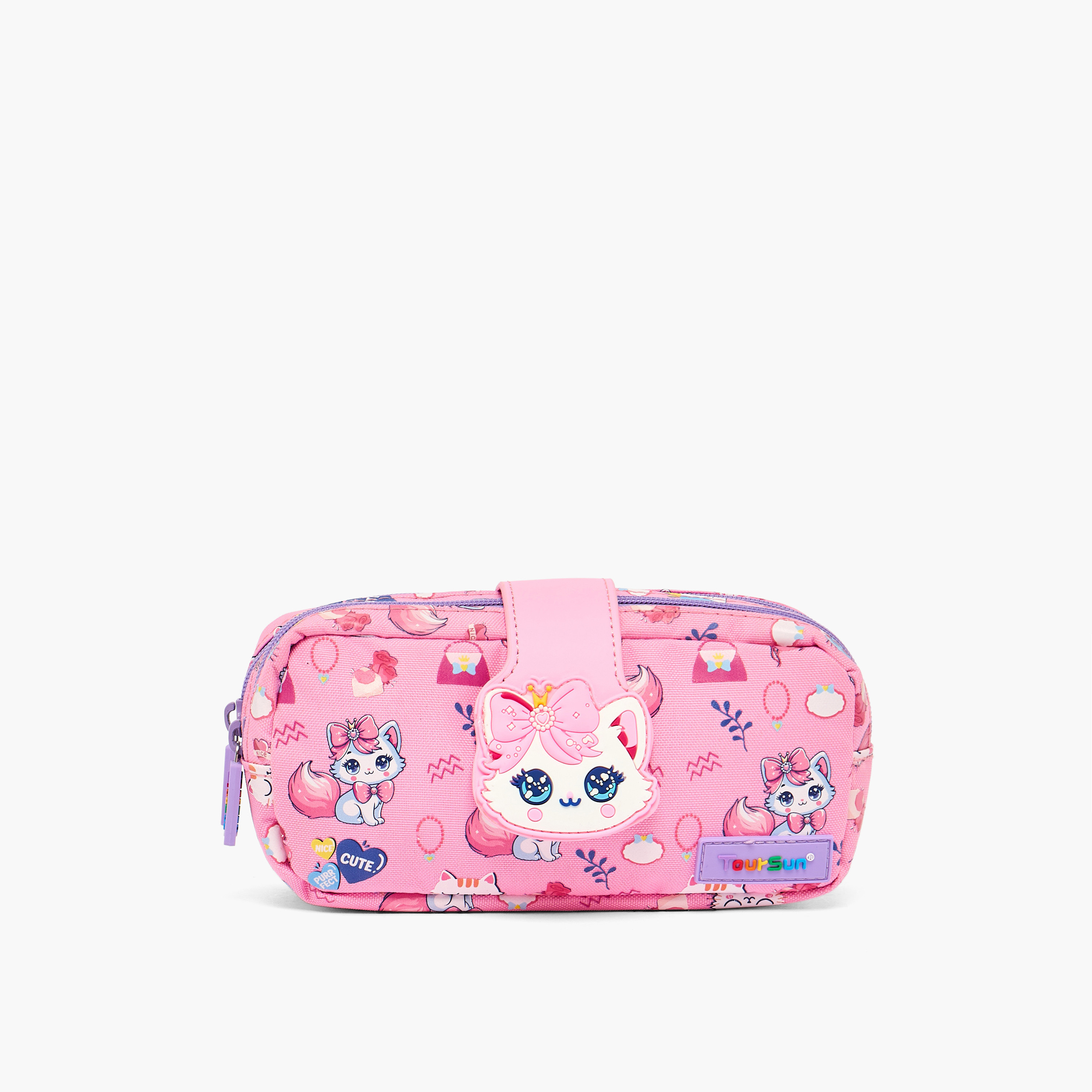 مقلمة بطبعات قطة بقسمين من تورسن-school-stationery-pencilcases-image-1