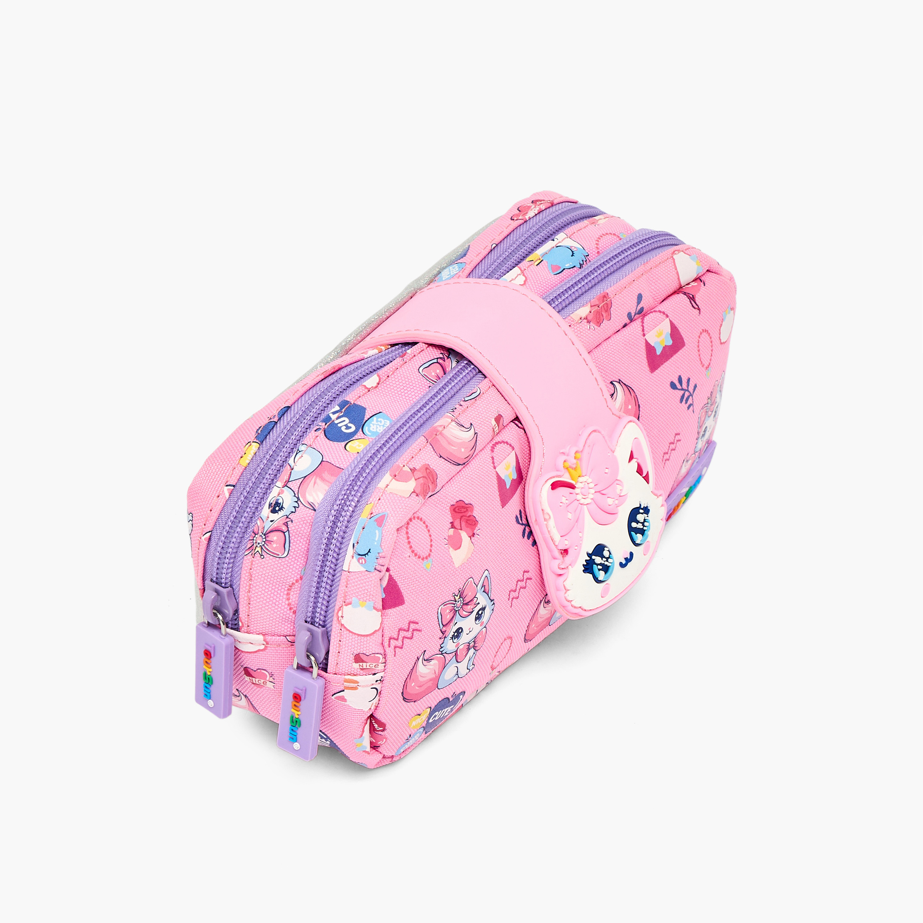 مقلمة بطبعات قطة بقسمين من تورسن-school-stationery-pencilcases-image-2