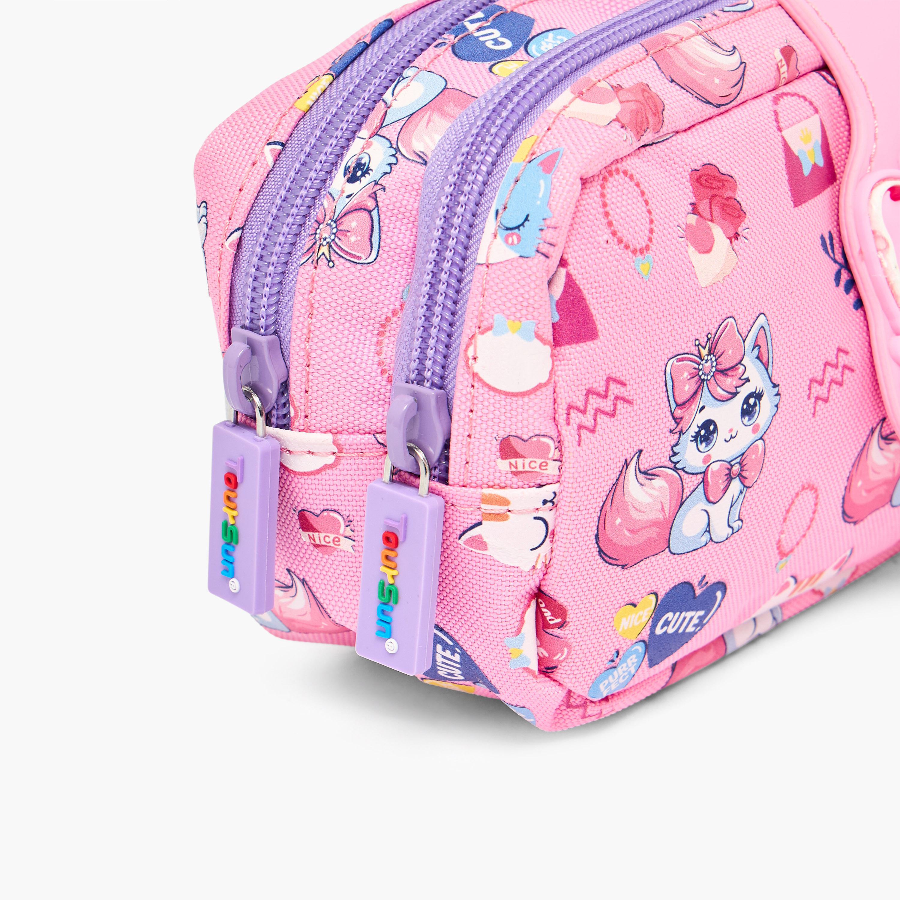 مقلمة بطبعات قطة بقسمين من تورسن-school-stationery-pencilcases-image-3