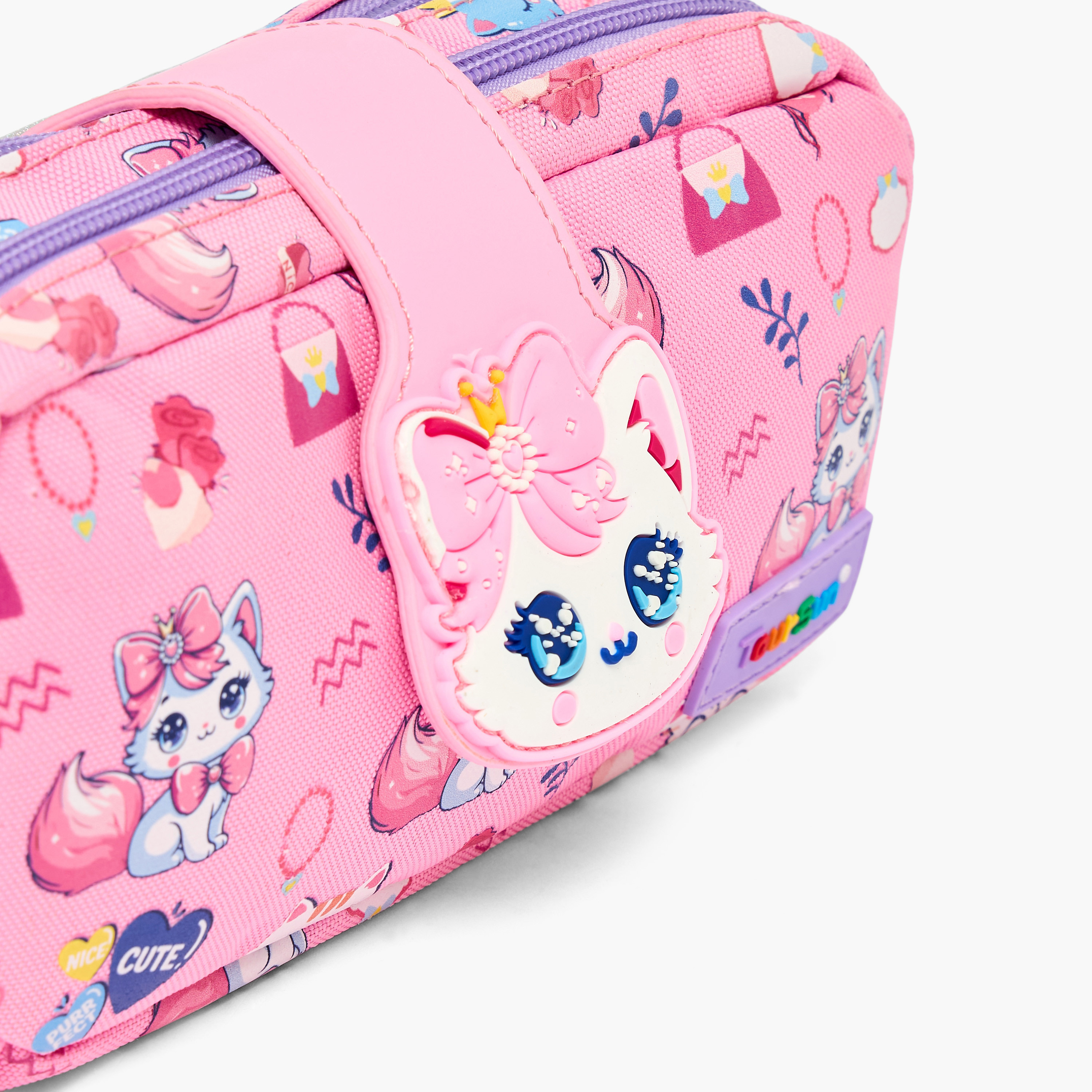 مقلمة بطبعات قطة بقسمين من تورسن-school-stationery-pencilcases-image-4