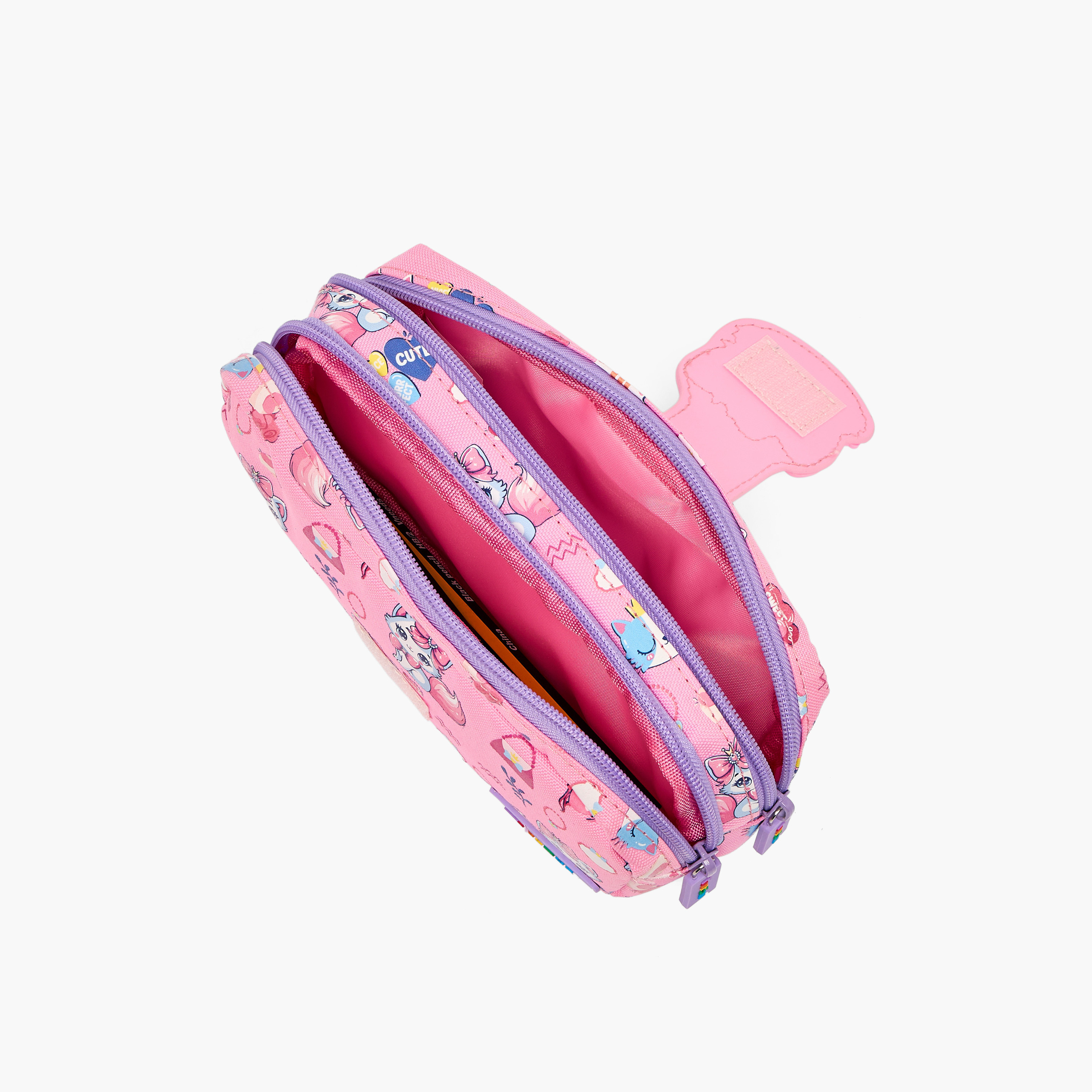 مقلمة بطبعات قطة بقسمين من تورسن-school-stationery-pencilcases-image-7