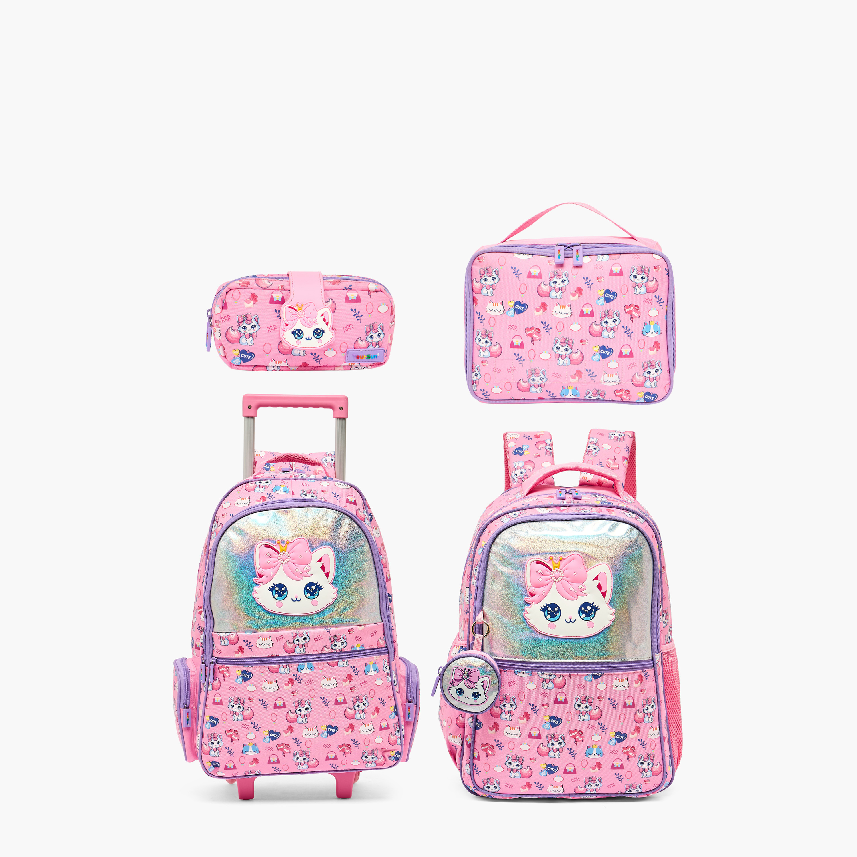 مقلمة بطبعات قطة بقسمين من تورسن-school-stationery-pencilcases-image-8