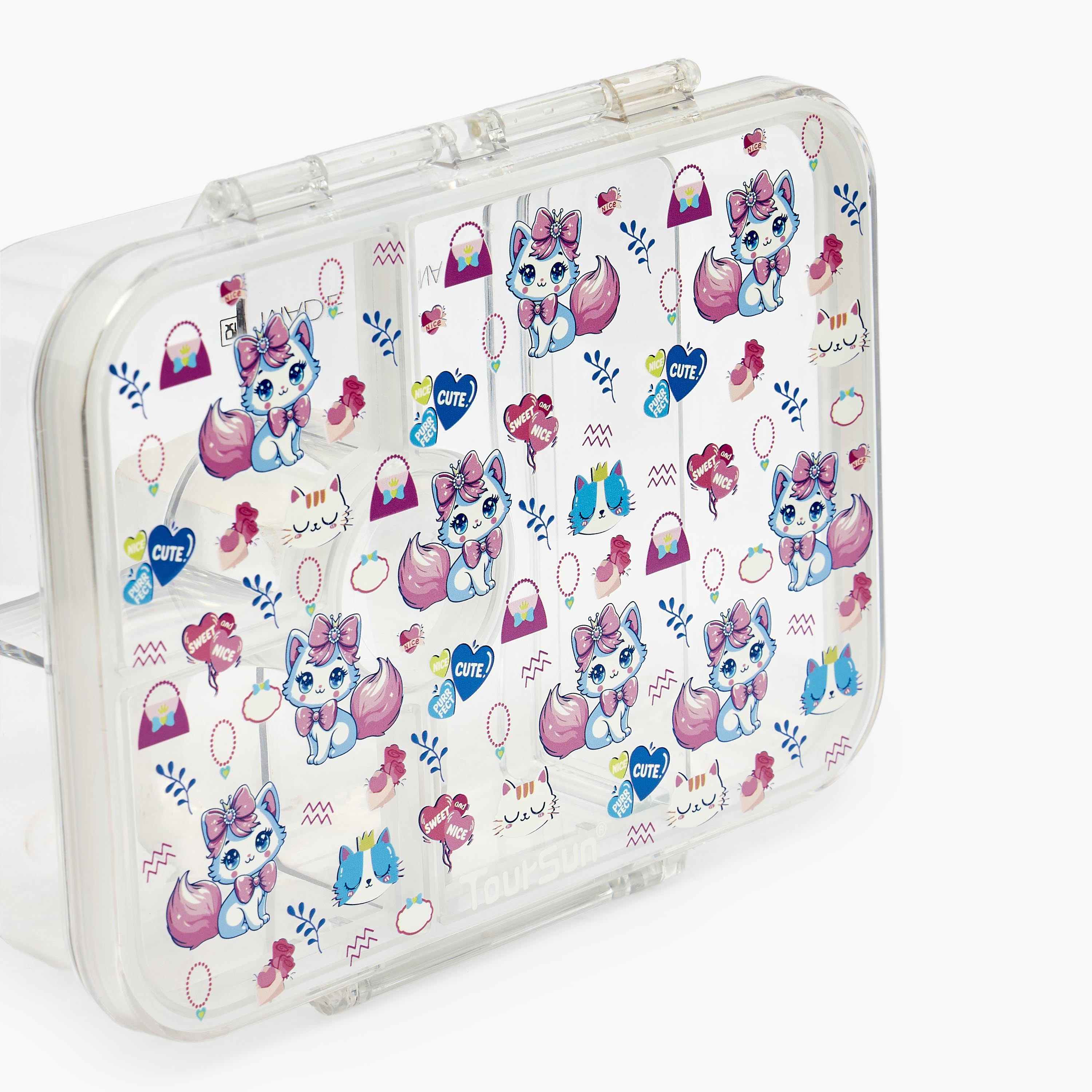 صندوق غداء بطبعات قطط للبنات بـ5 أقسام من تورسن-school-lunchessentials-lunchboxes-image-4