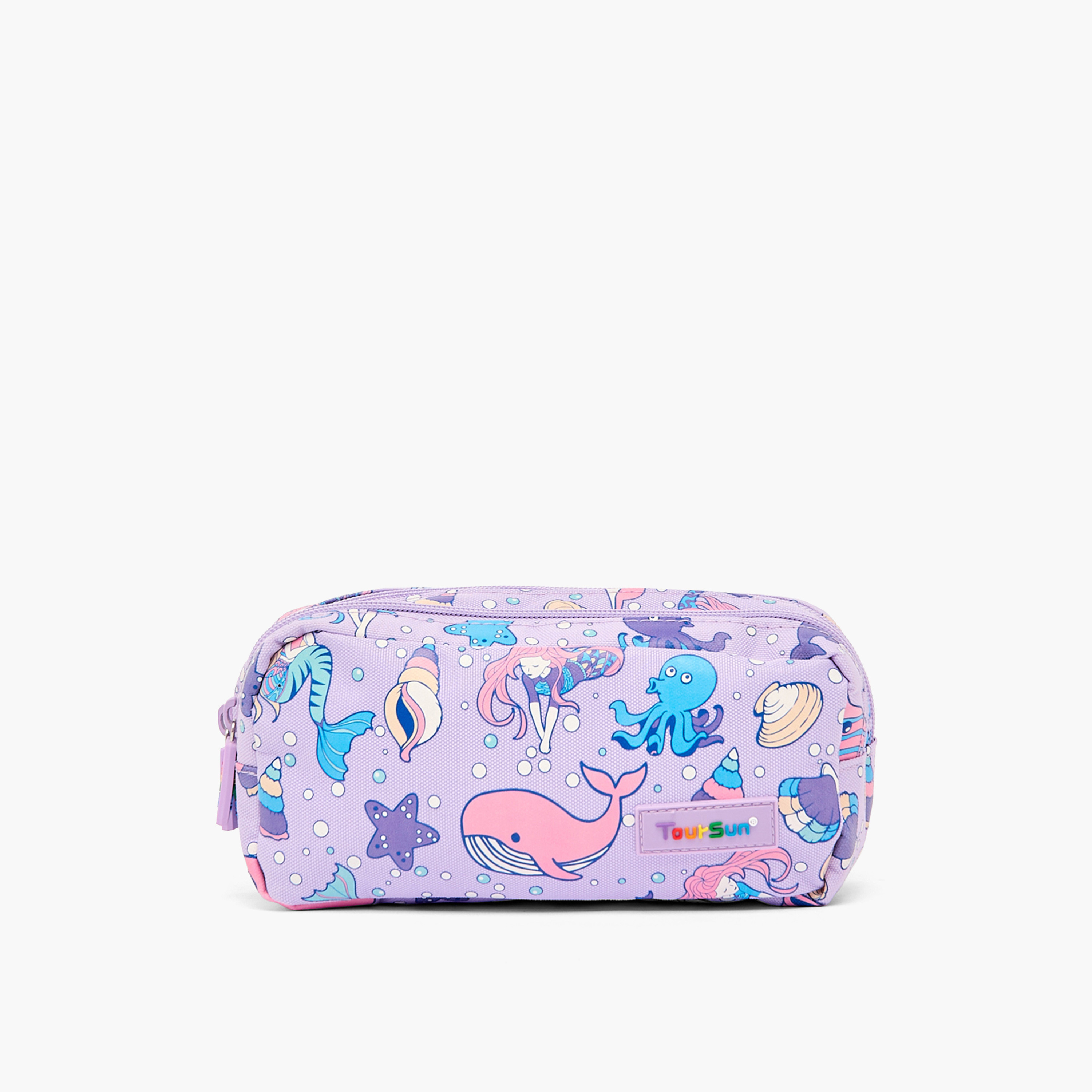 Toursun Mermaid Print Pencil Pouch with Two Compartment-school-stationery-pencilcases-image-1