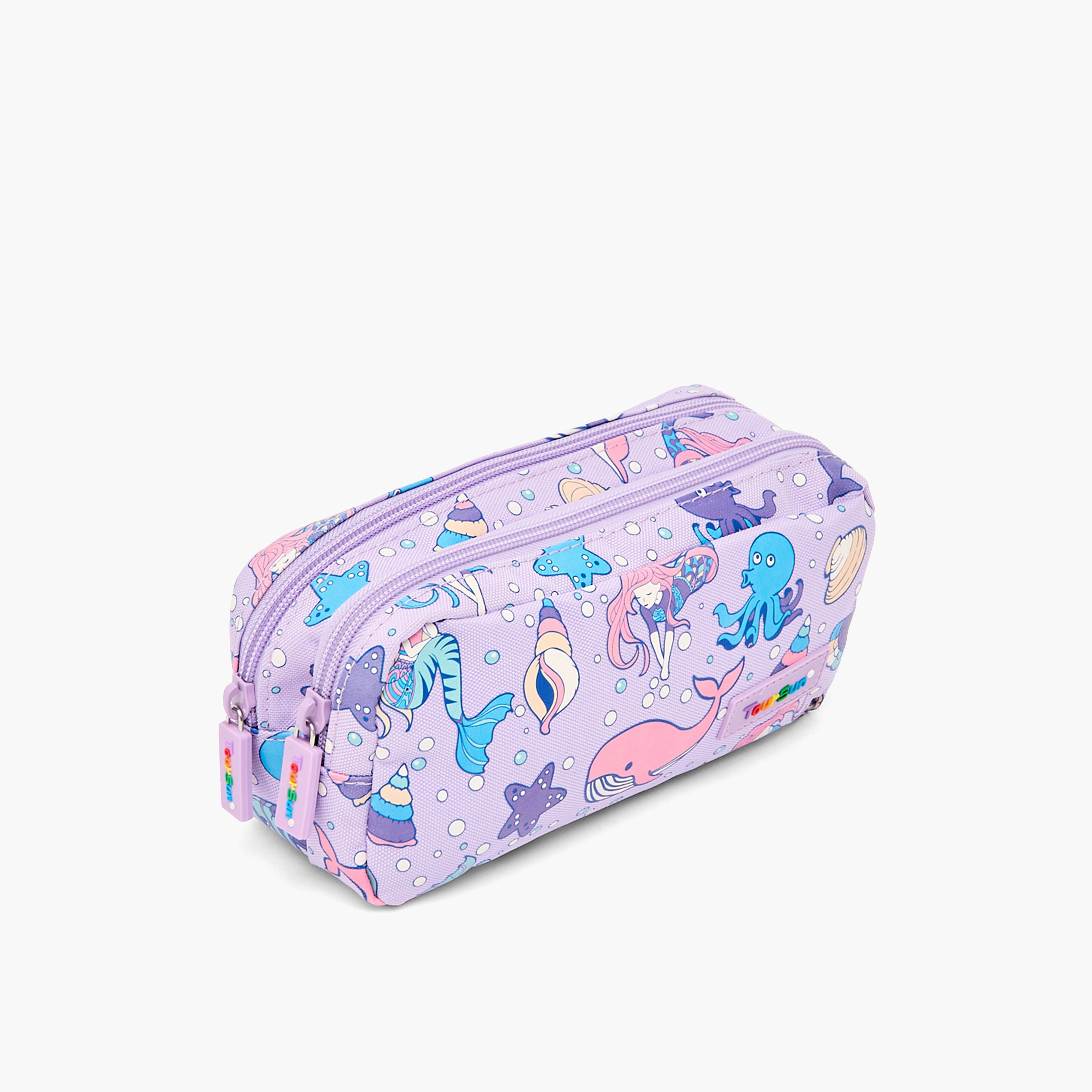 Toursun Mermaid Print Pencil Pouch with Two Compartment-school-stationery-pencilcases-image-2