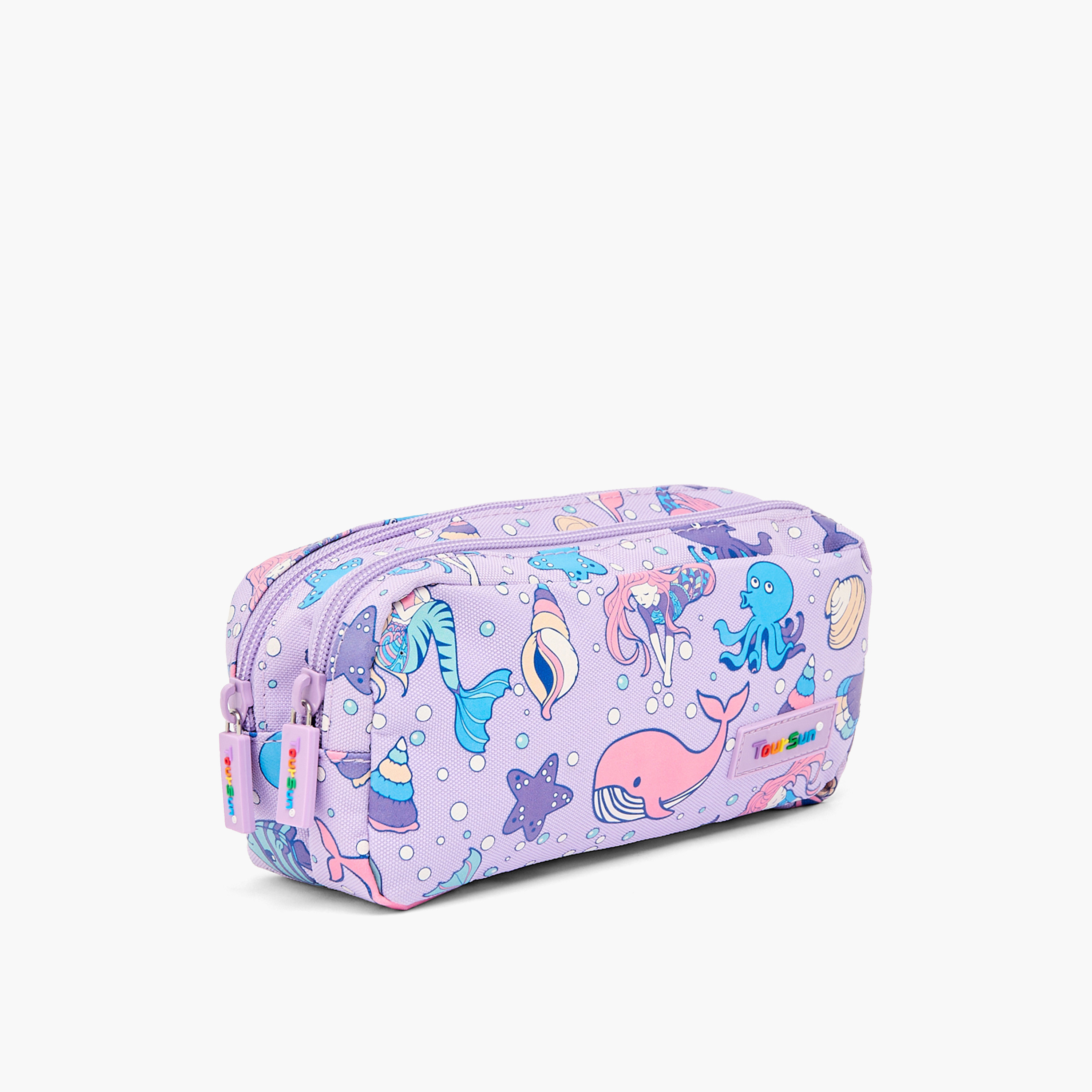 Toursun Mermaid Print Pencil Pouch with Two Compartment-school-stationery-pencilcases-image-3