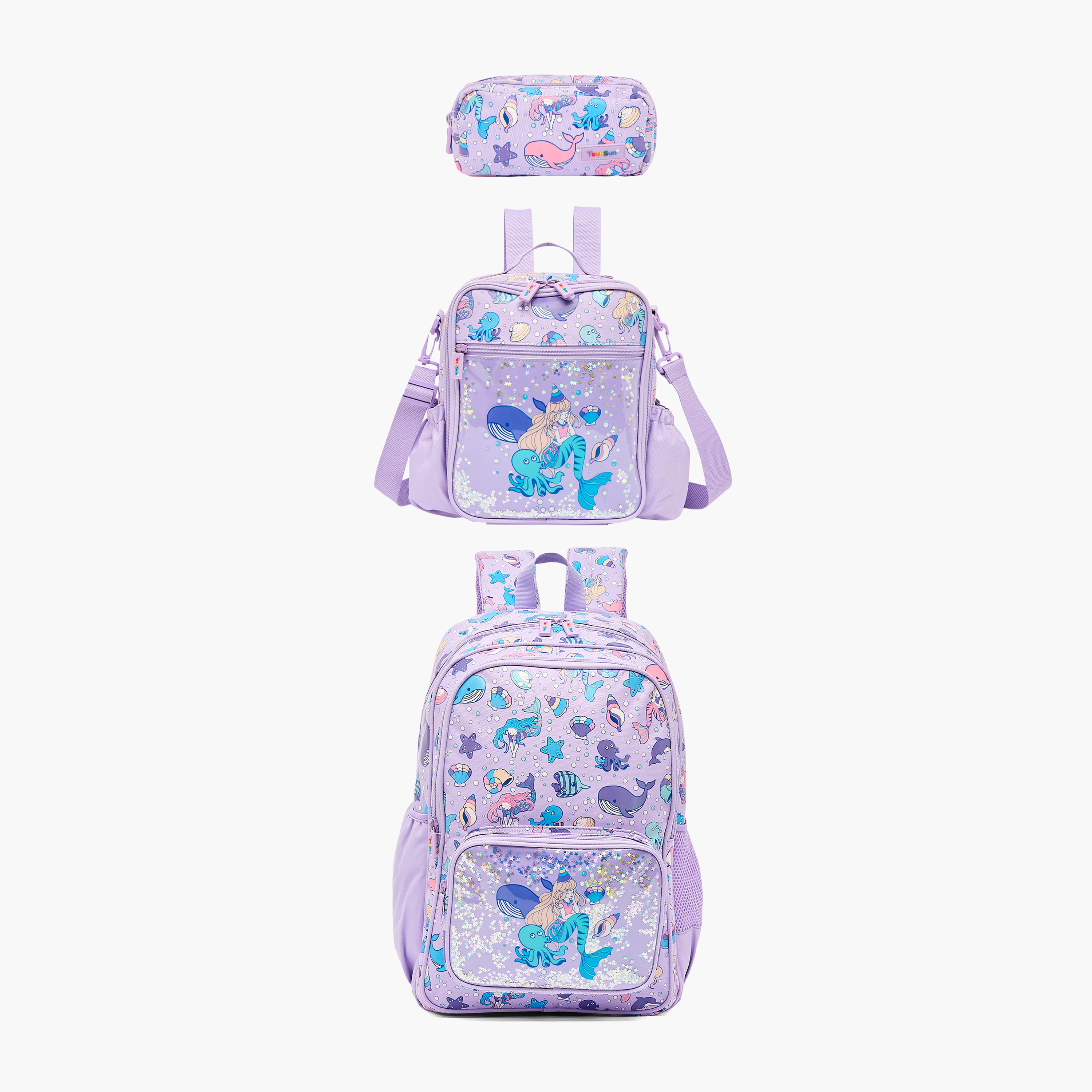 Toursun Mermaid Print Pencil Pouch with Two Compartment-school-stationery-pencilcases-image-8