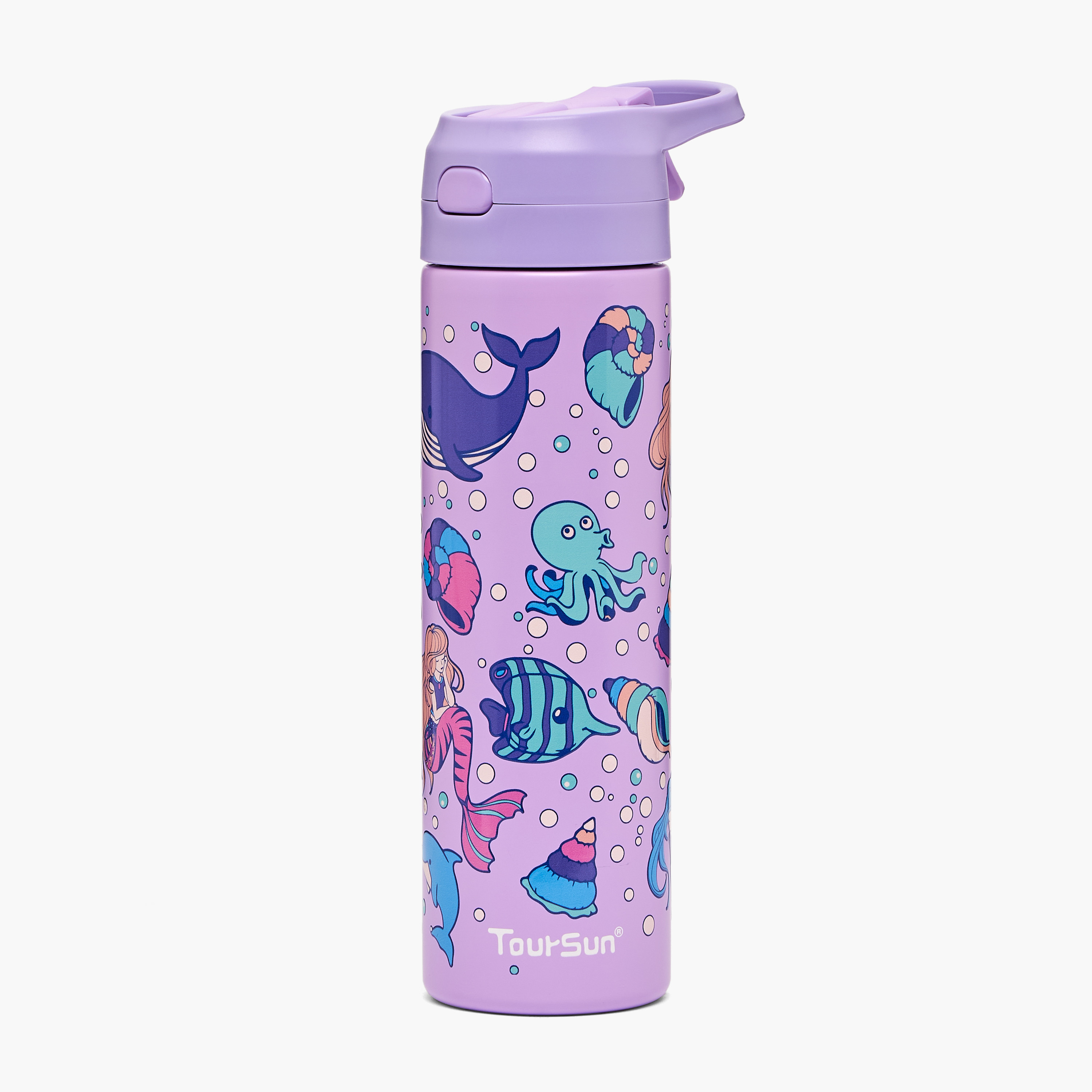 Toursun Underwater Print Stainless Steel Water Bottle with Flip Spout and Handle - 540 ml-school-waterbottles-image-1