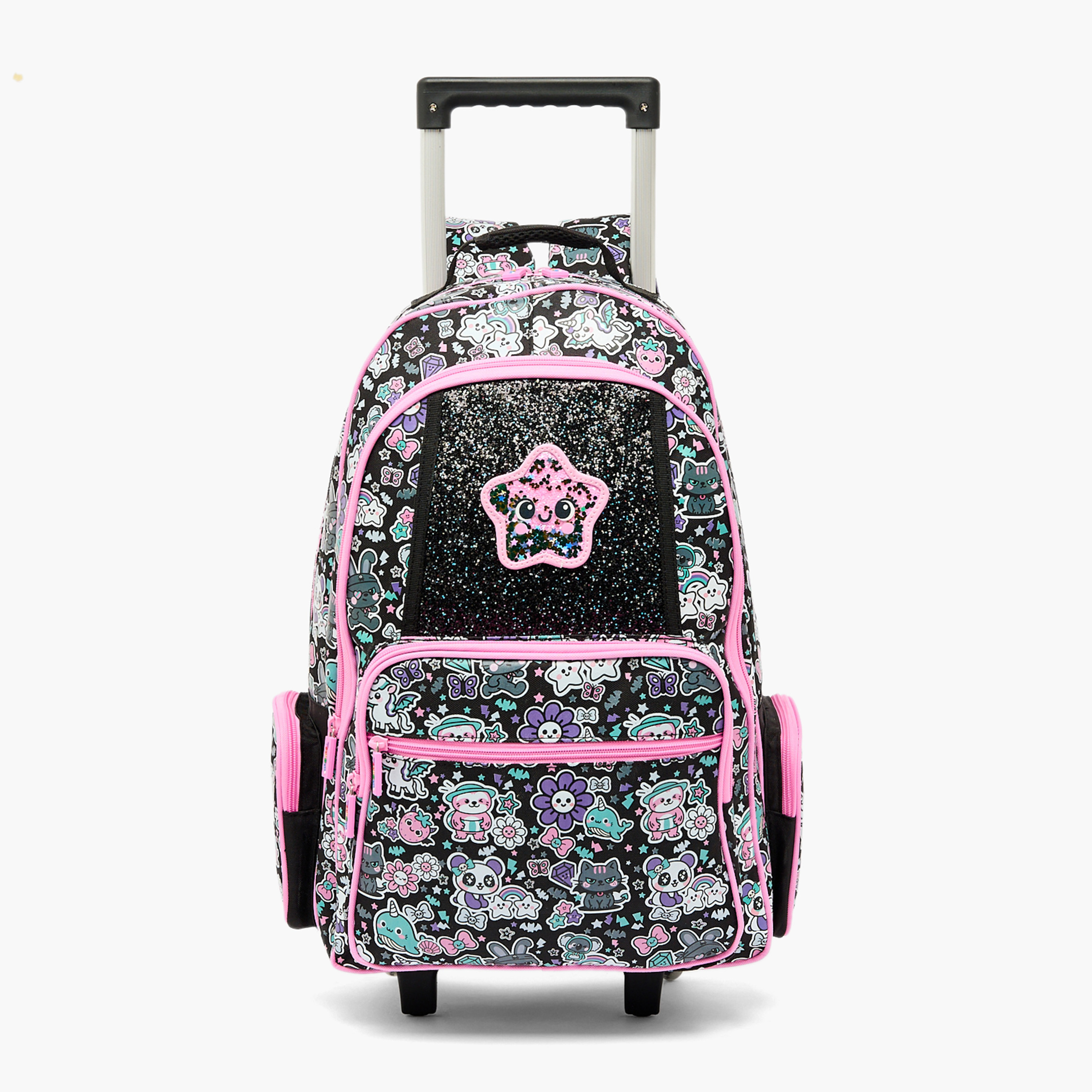Toursun Star Print Trolley Bag for Girls 8-13 Years with Retractable Handle - 19 inches-school-bagsandbackpacks-trolleybags-image-1