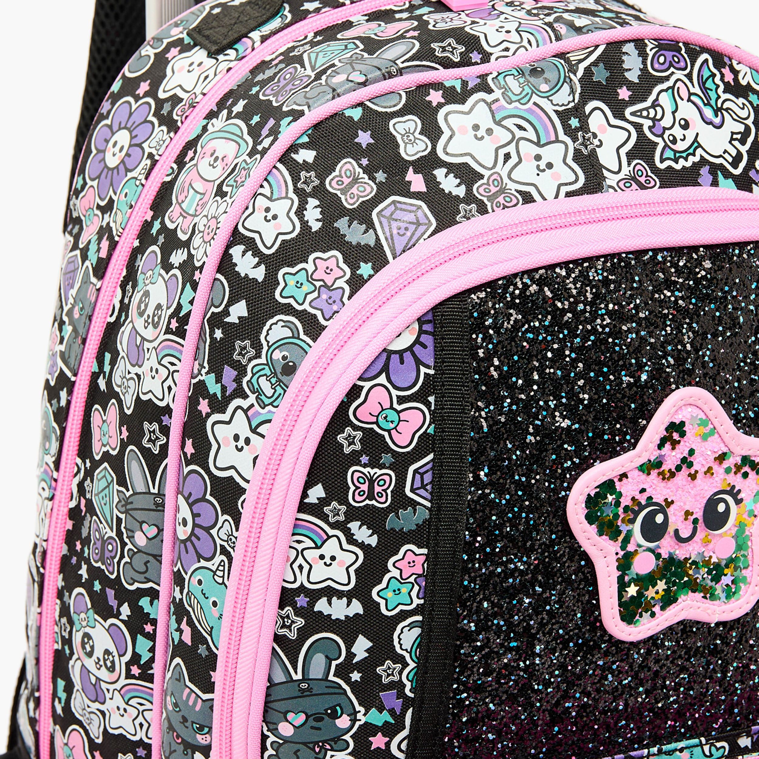 Toursun Star Print Trolley Bag for Girls 8-13 Years with Retractable Handle - 19 inches-school-bagsandbackpacks-trolleybags-image-4