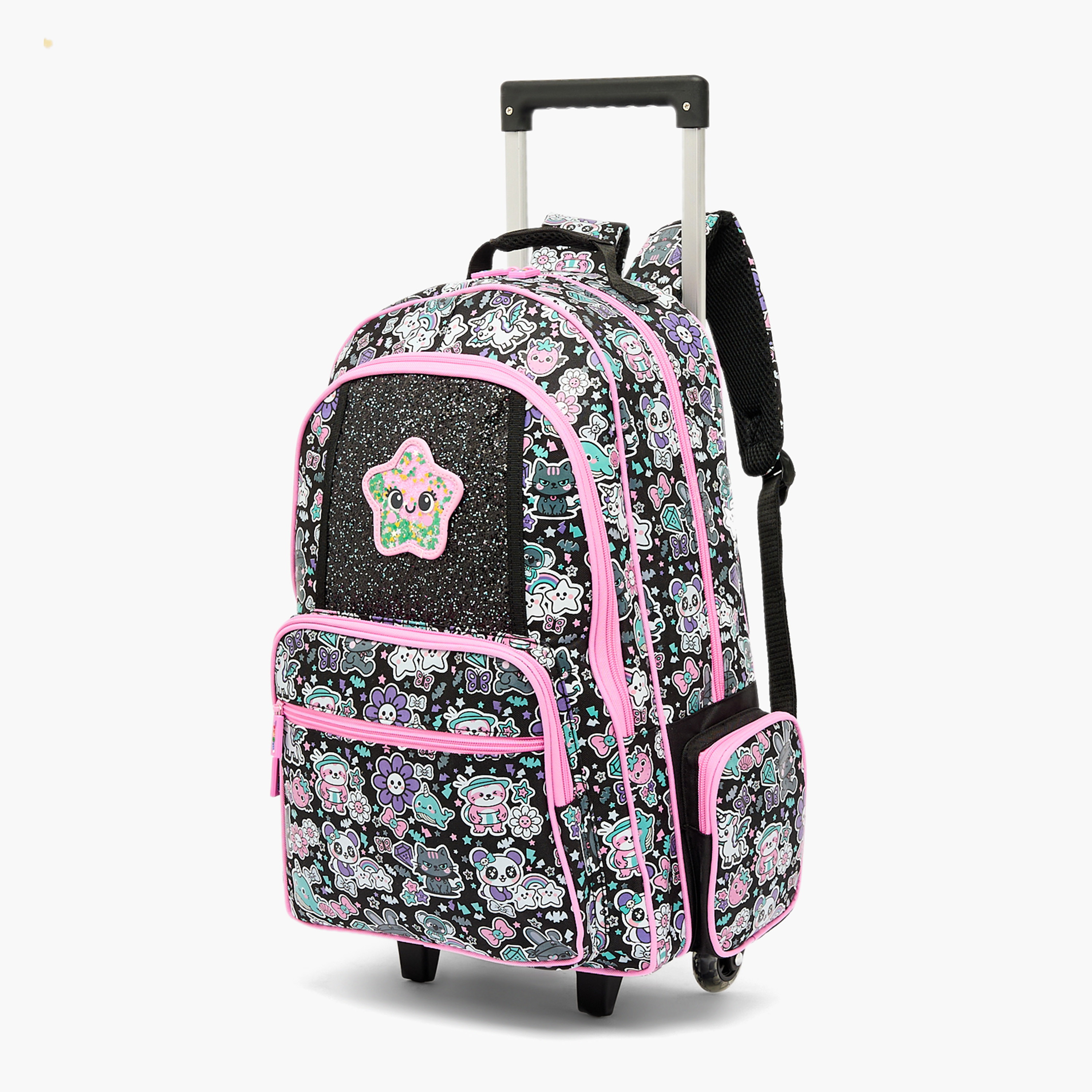Toursun Star Print Trolley Bag for Girls 8-13 Years with Retractable Handle - 19 inches-school-bagsandbackpacks-trolleybags-image-6