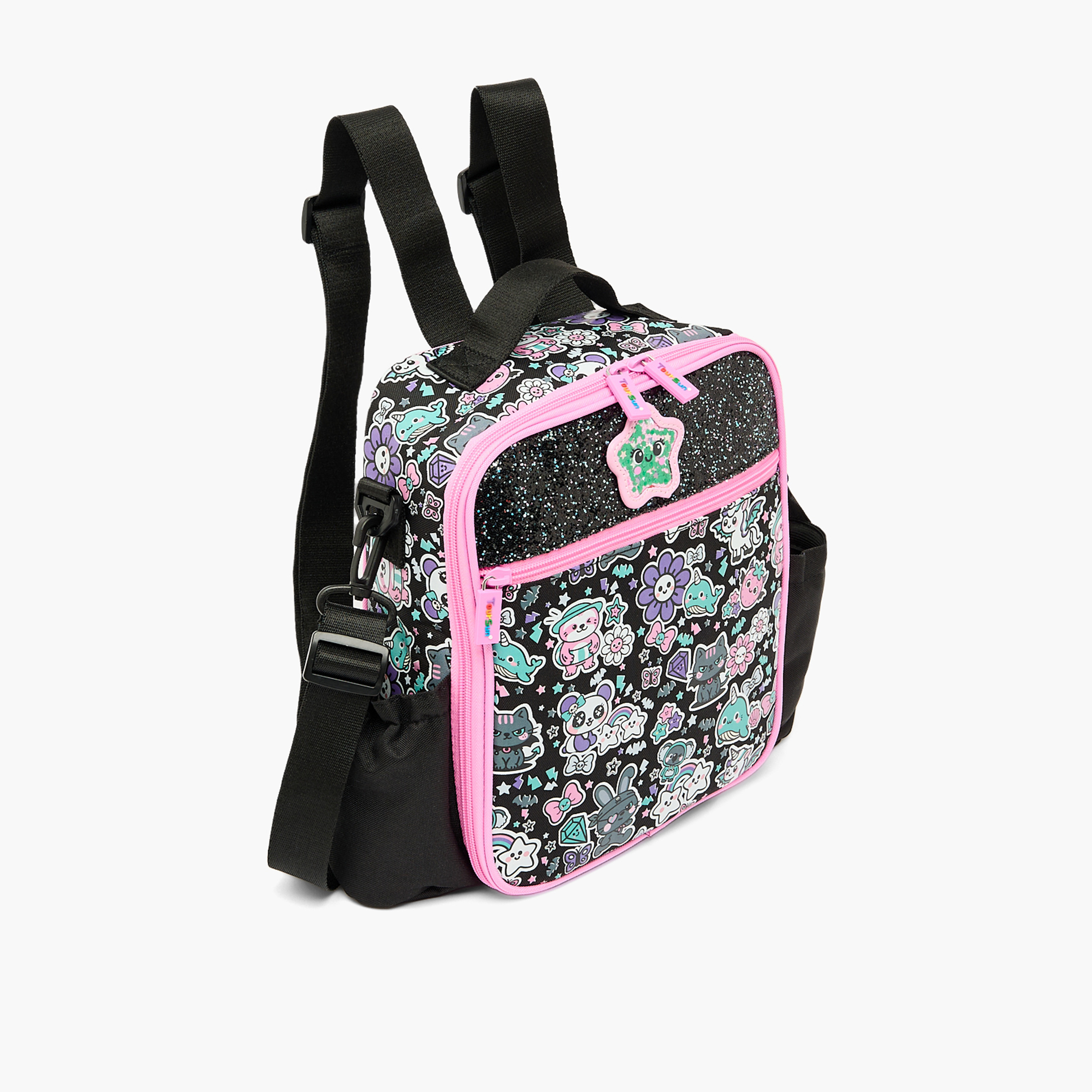 شنطة غداء بطبعة جرافيك للبنات من 5 إلى 8 سنوات مع حزام كتف من تورسن-school-lunchessentials-lunchbags-image-2