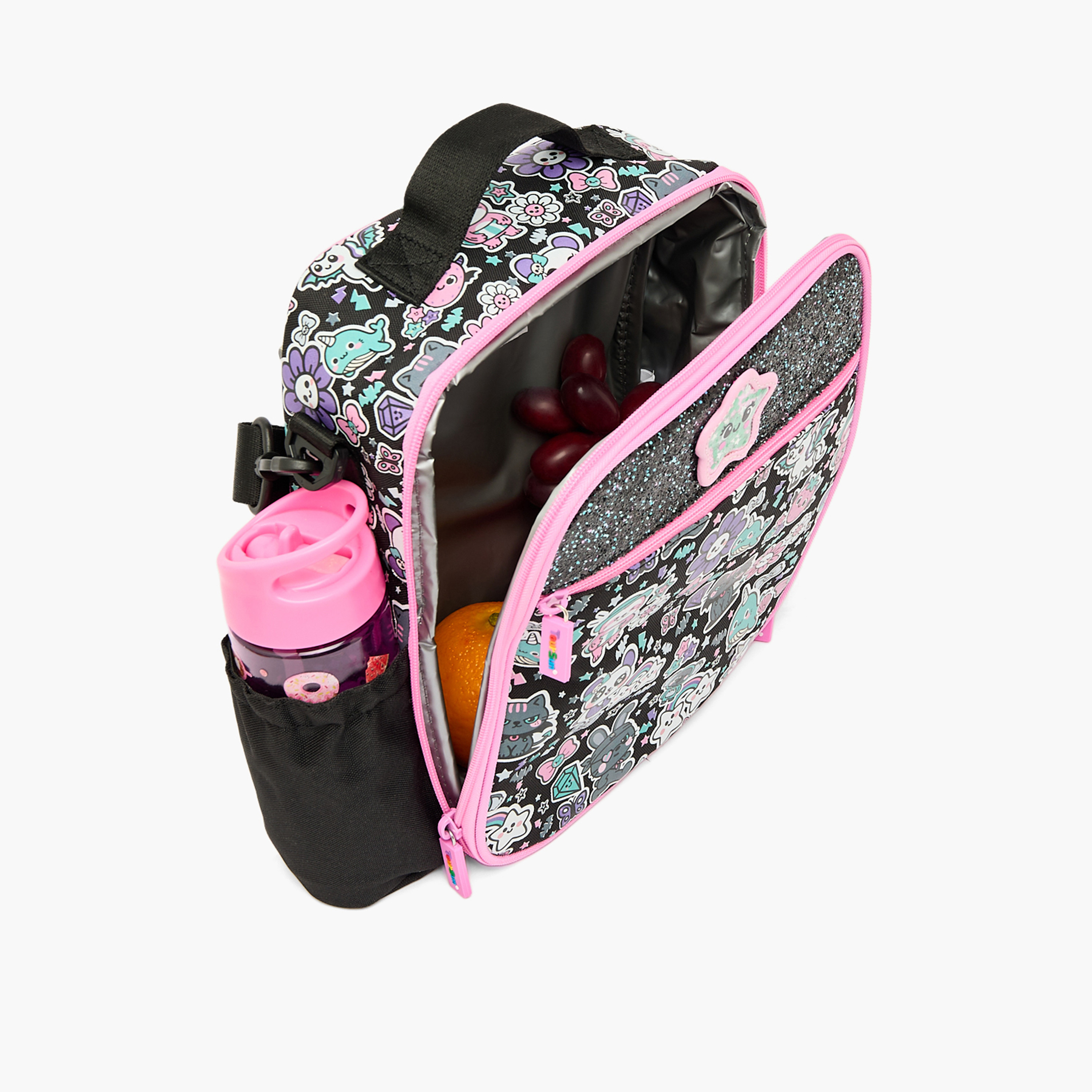 شنطة غداء بطبعة جرافيك للبنات من 5 إلى 8 سنوات مع حزام كتف من تورسن-school-lunchessentials-lunchbags-image-3