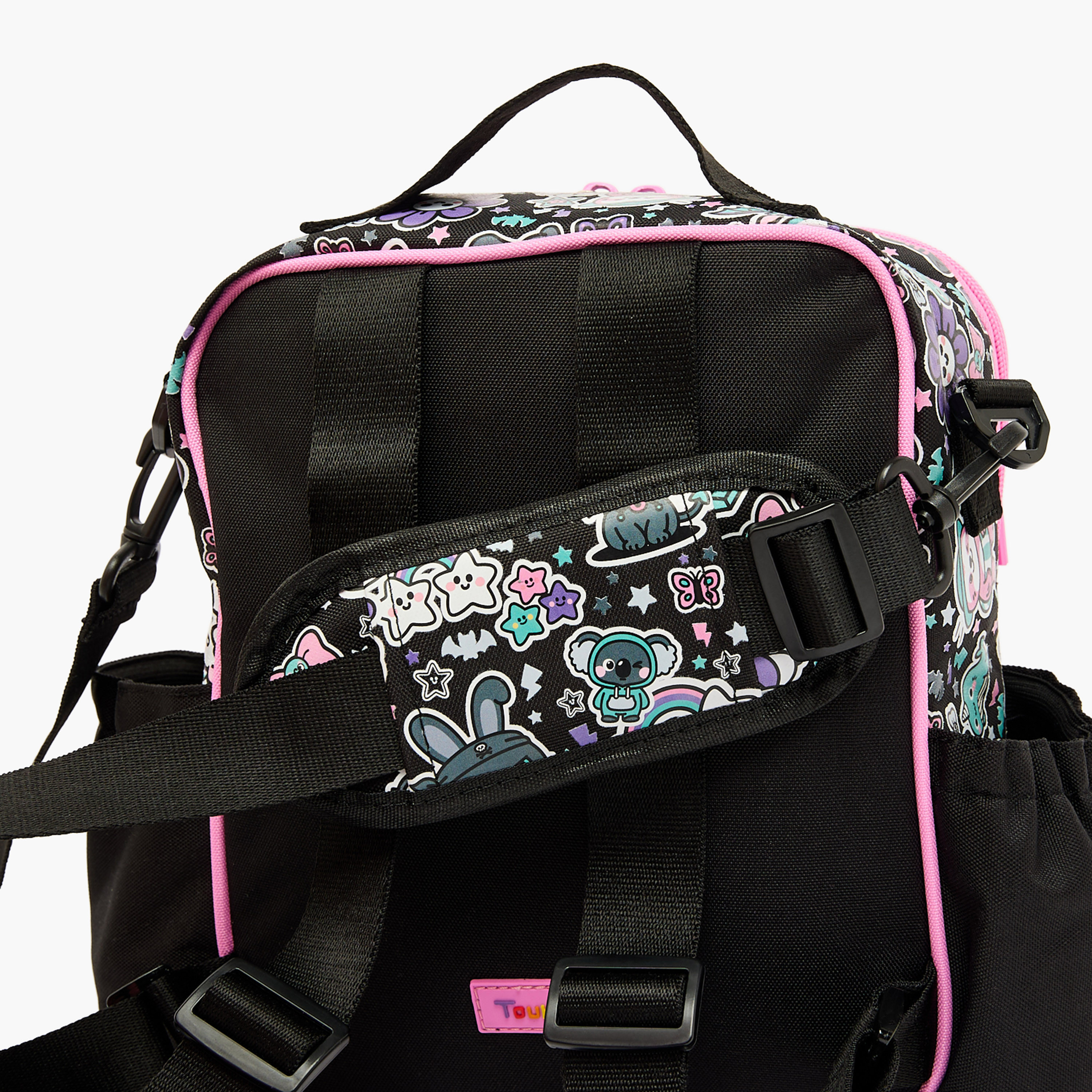 شنطة غداء بطبعة جرافيك للبنات من 5 إلى 8 سنوات مع حزام كتف من تورسن-school-lunchessentials-lunchbags-image-9