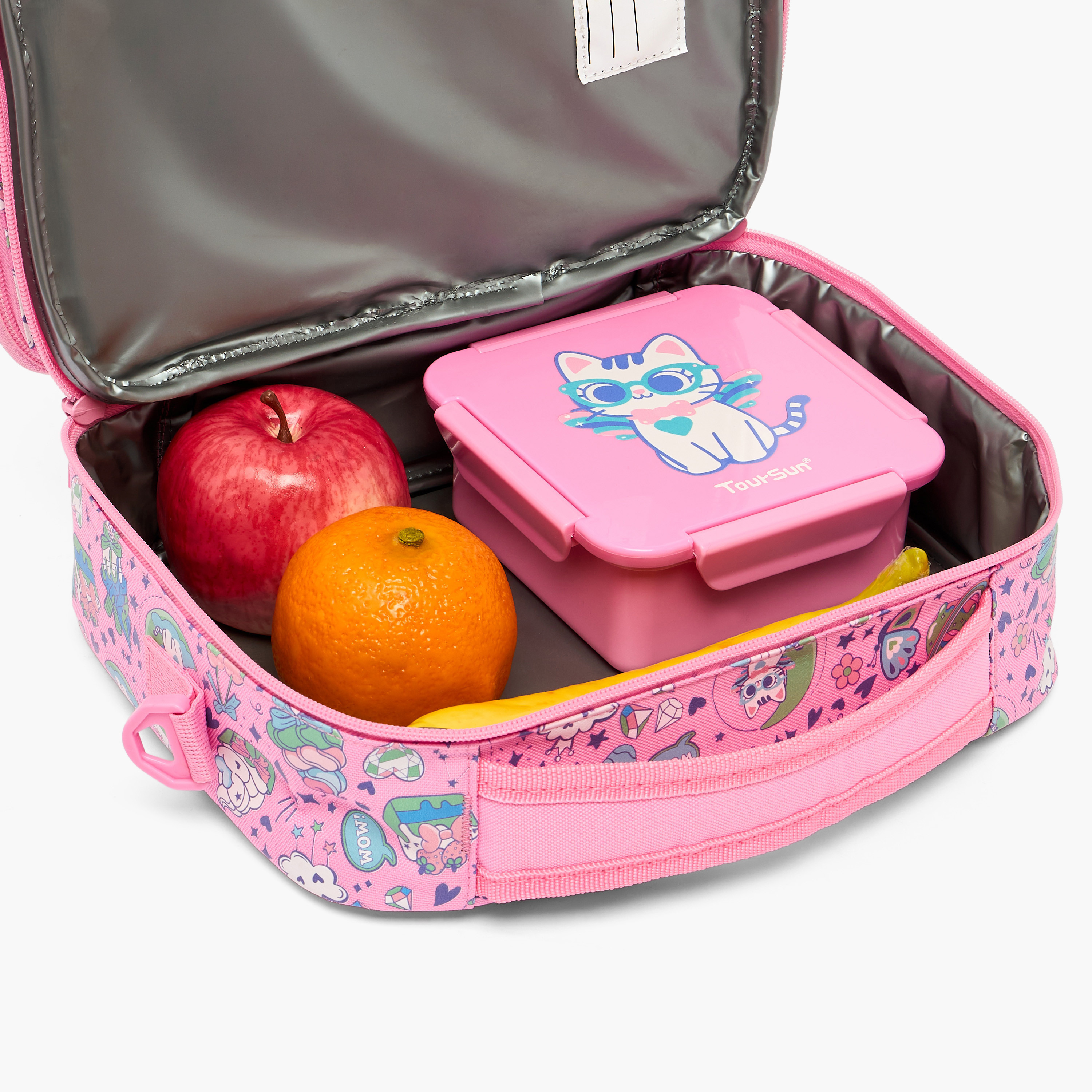 طقم شنطة غداء بطبعات مع صندوق غداء وقارورة مياه 3 قطع للبنات 5 - 8 سنوات من تورسن-school-lunchessentials-lunchbags-image-6