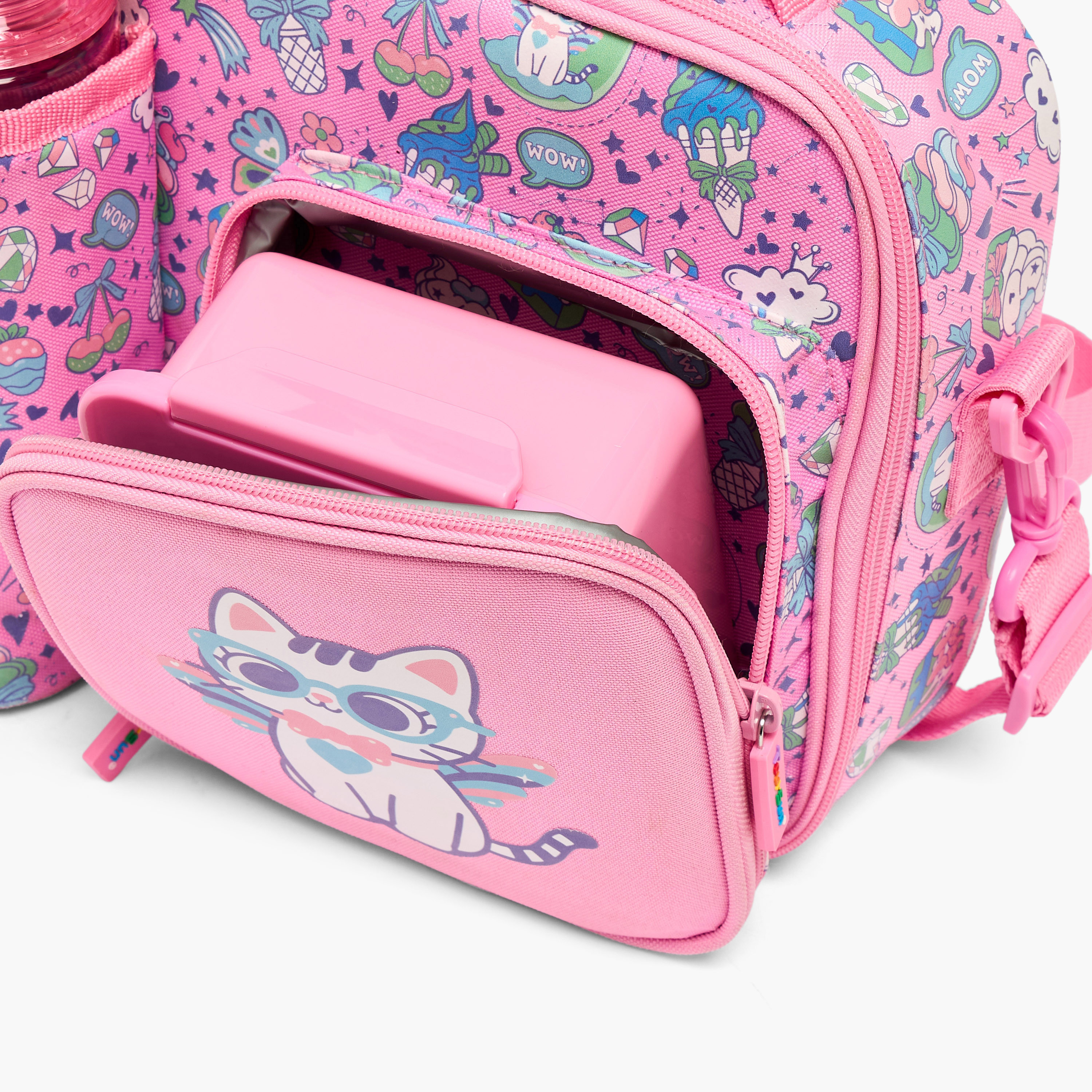 طقم شنطة غداء بطبعات مع صندوق غداء وقارورة مياه 3 قطع للبنات 5 - 8 سنوات من تورسن-school-lunchessentials-lunchbags-image-9