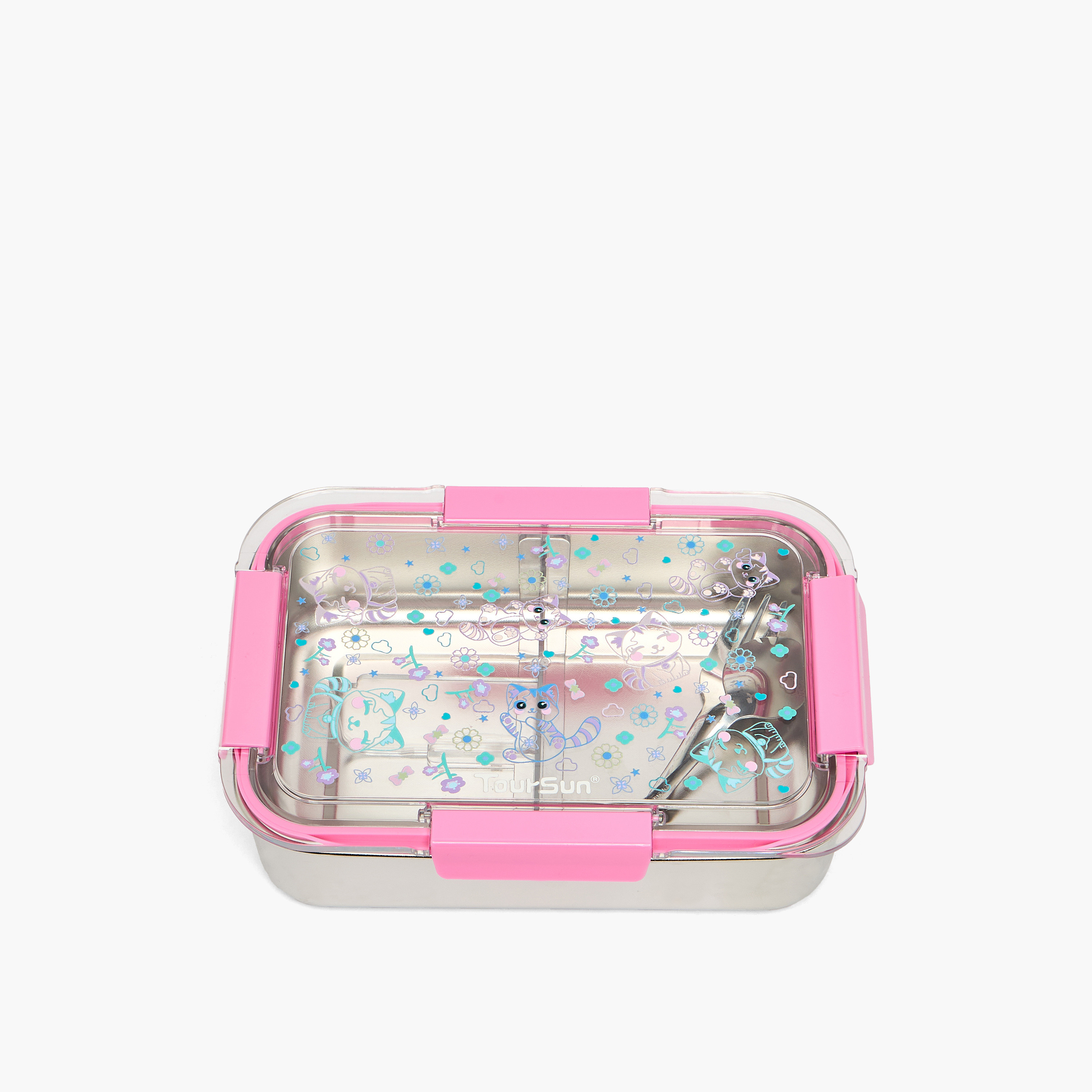 Toursun Cat Print Lunch Box for Kids with 3 Compartments-school-lunchessentials-lunchboxes-image-2