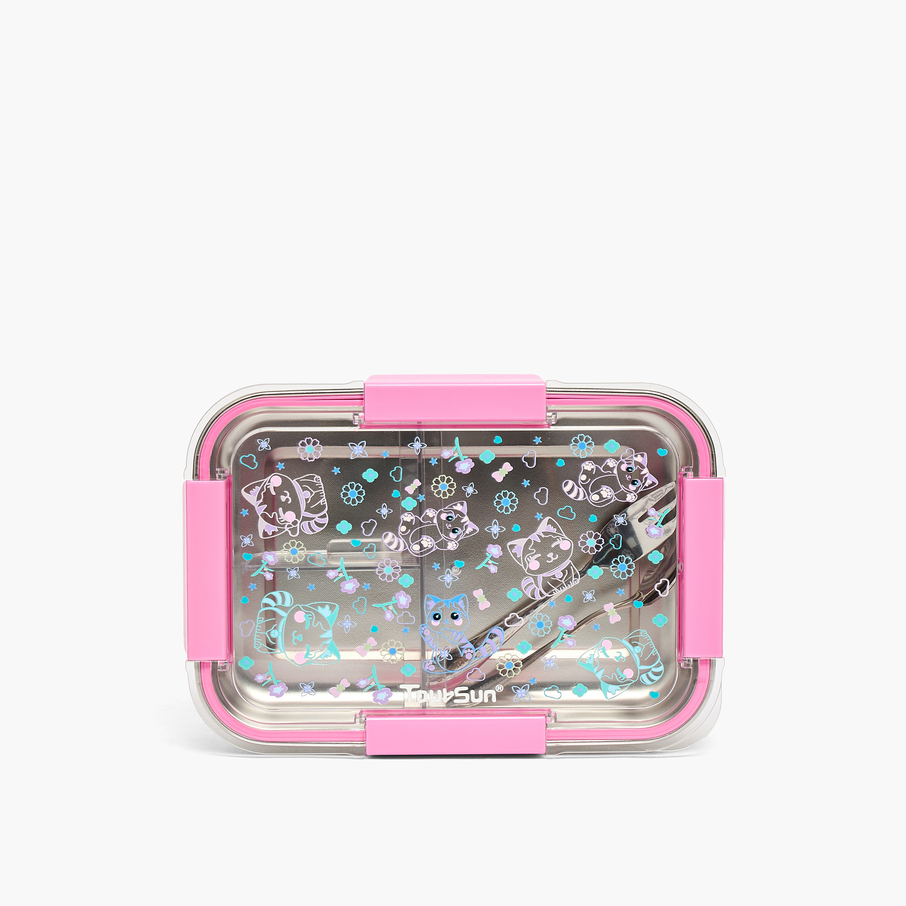 Toursun Cat Print Lunch Box for Kids with 3 Compartments-school-lunchessentials-lunchboxes-image-3