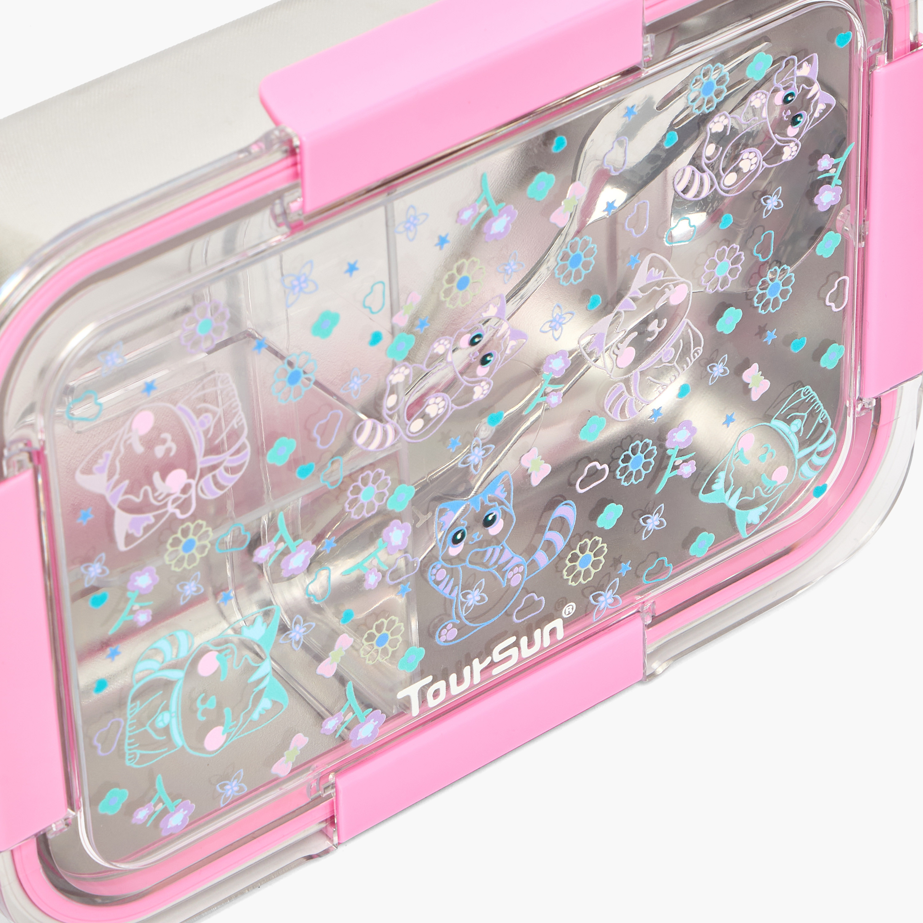 Toursun Cat Print Lunch Box for Kids with 3 Compartments-school-lunchessentials-lunchboxes-image-4