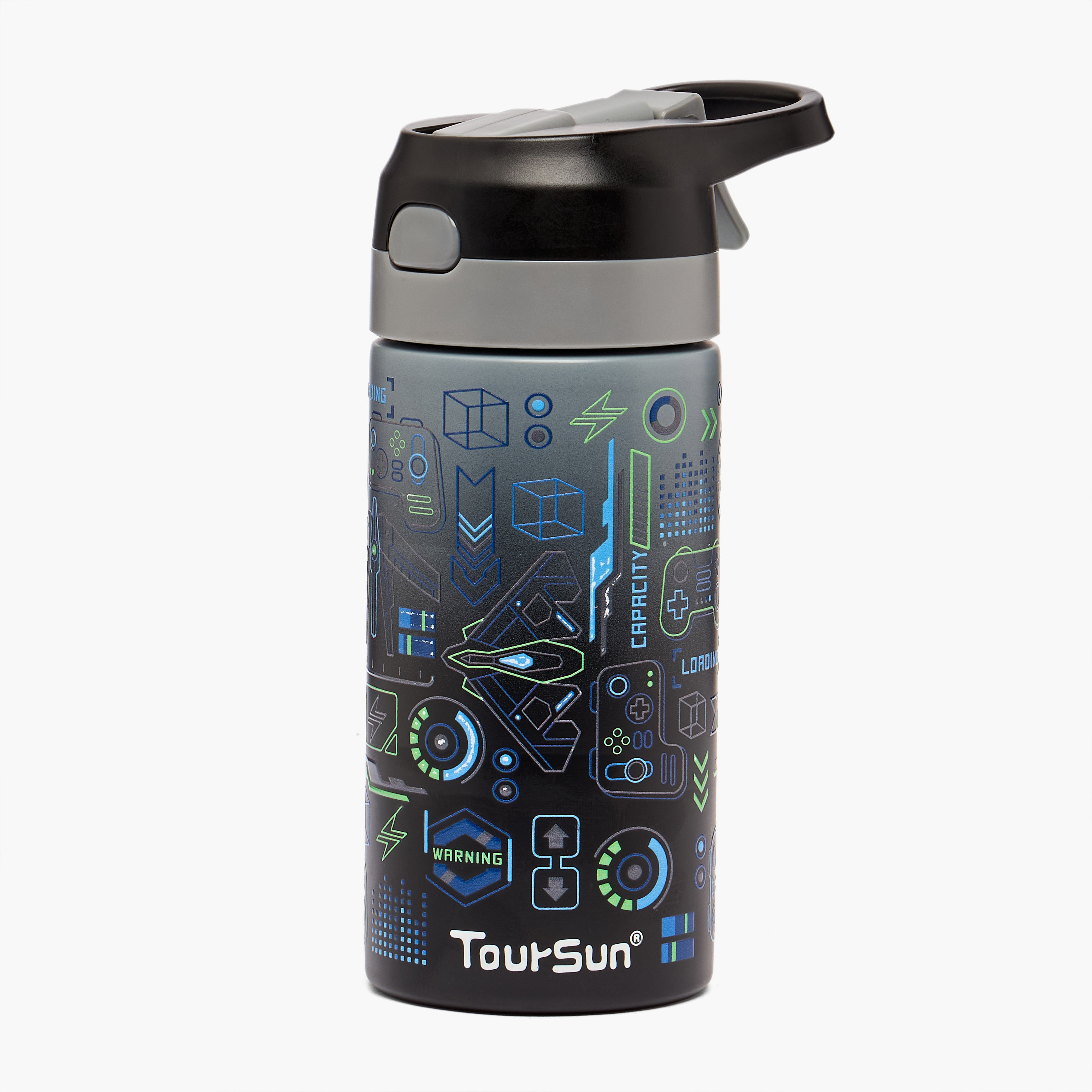 Printed Stainless Steel Water Bottle with Spout - 320 ml-school-waterbottles-image-1