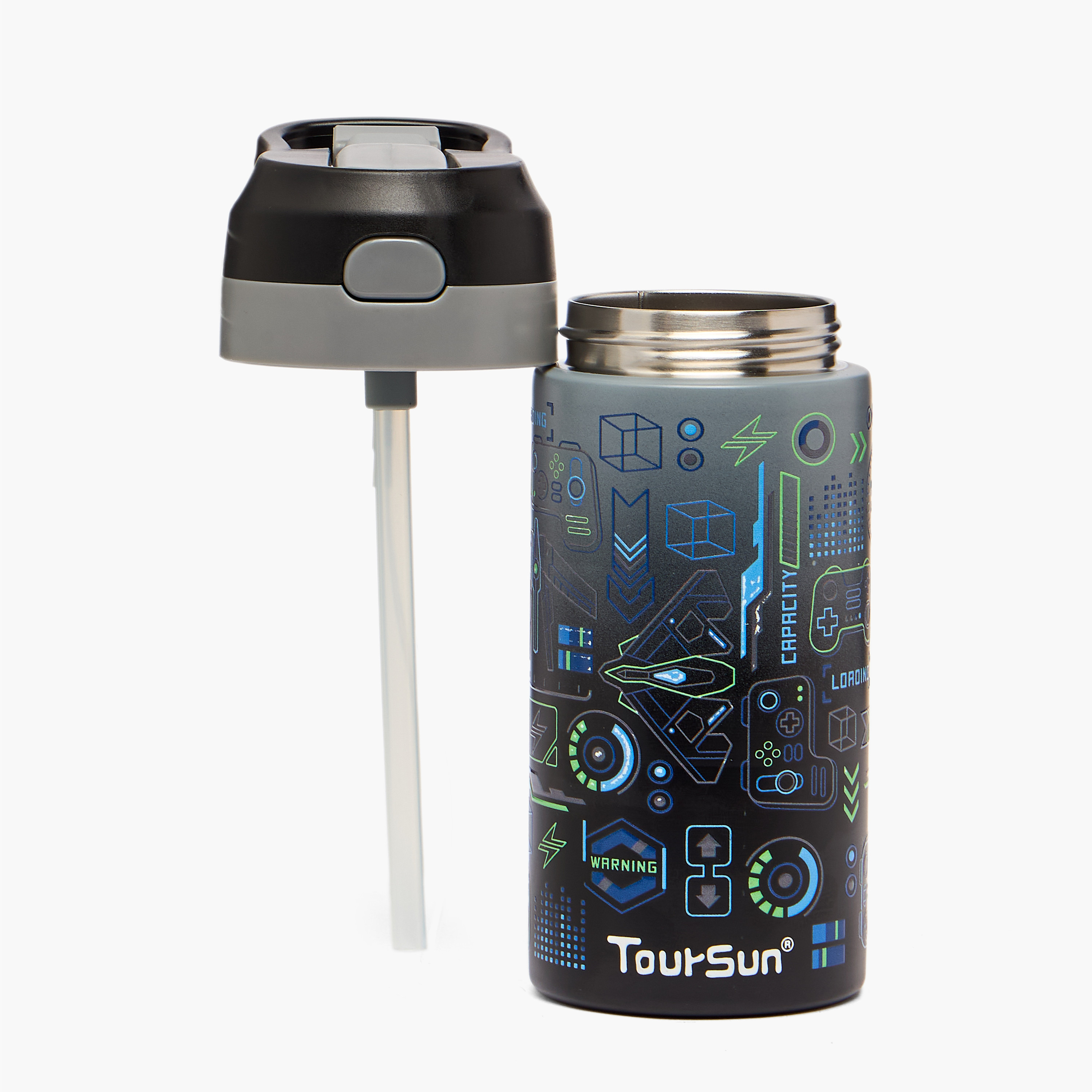 Printed Stainless Steel Water Bottle with Spout - 320 ml-school-waterbottles-image-2