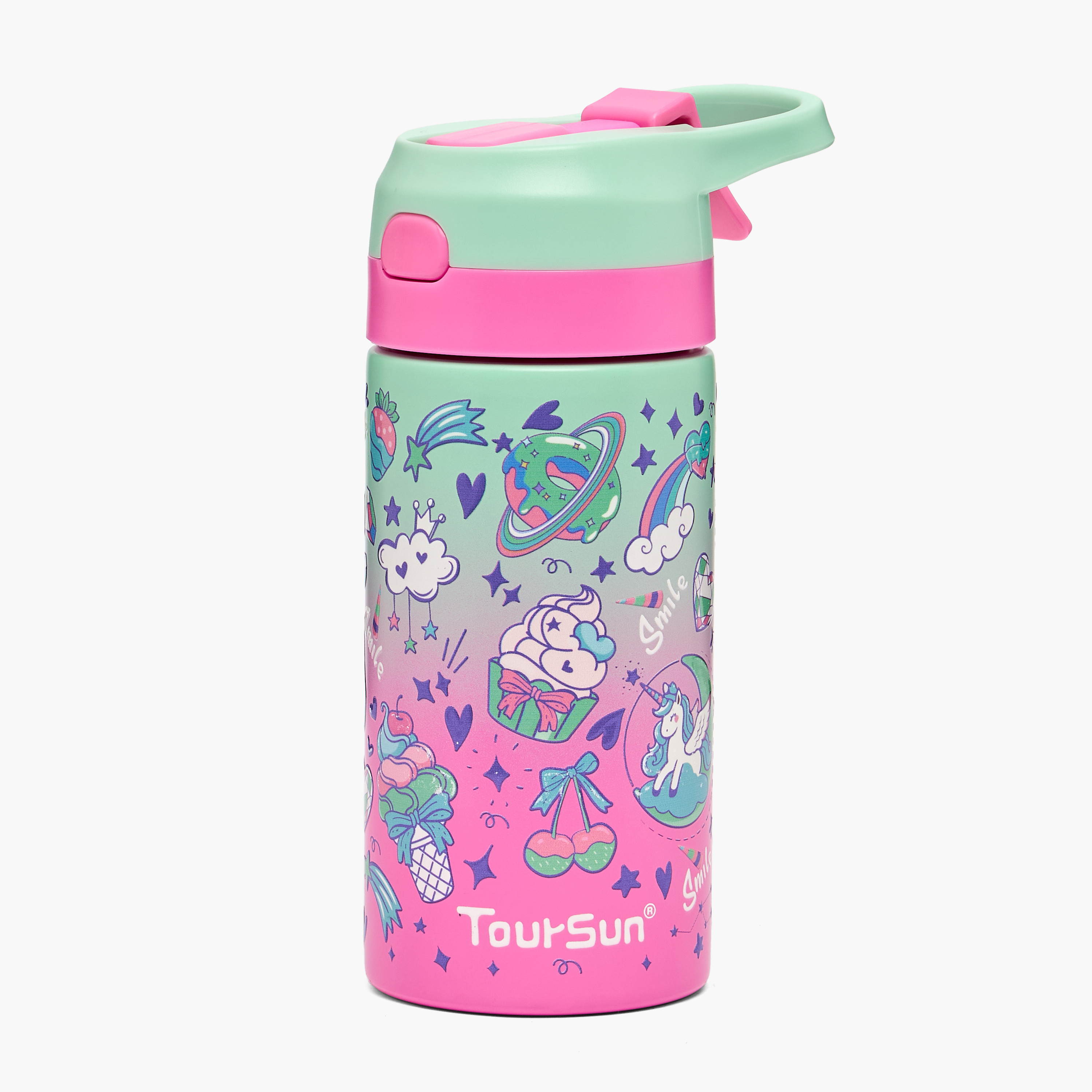 Unicorn Print Stainless Steel Water Bottle with Spout - 320 ml-school-waterbottles-image-1