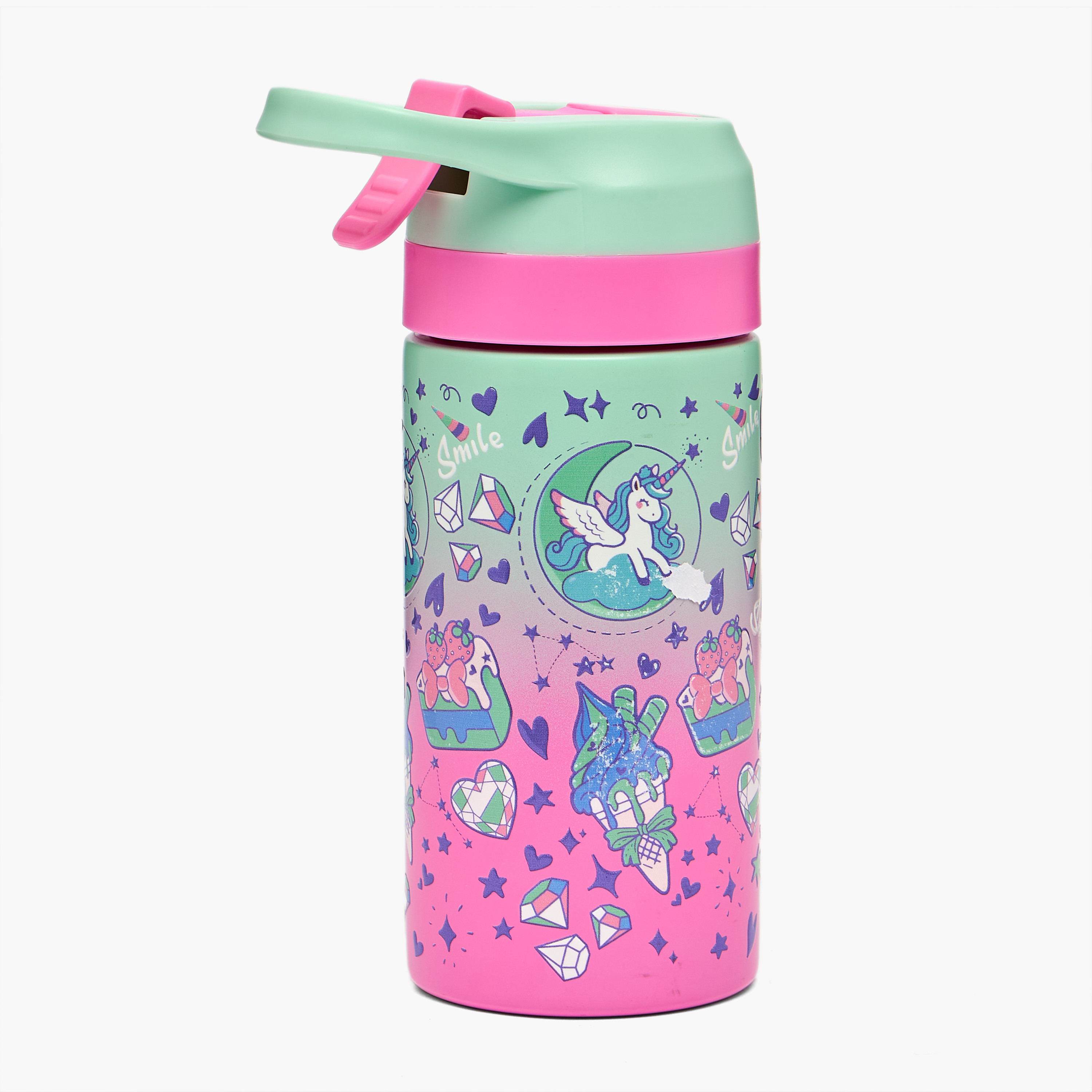 Unicorn Print Stainless Steel Water Bottle with Spout - 320 ml-school-waterbottles-image-3