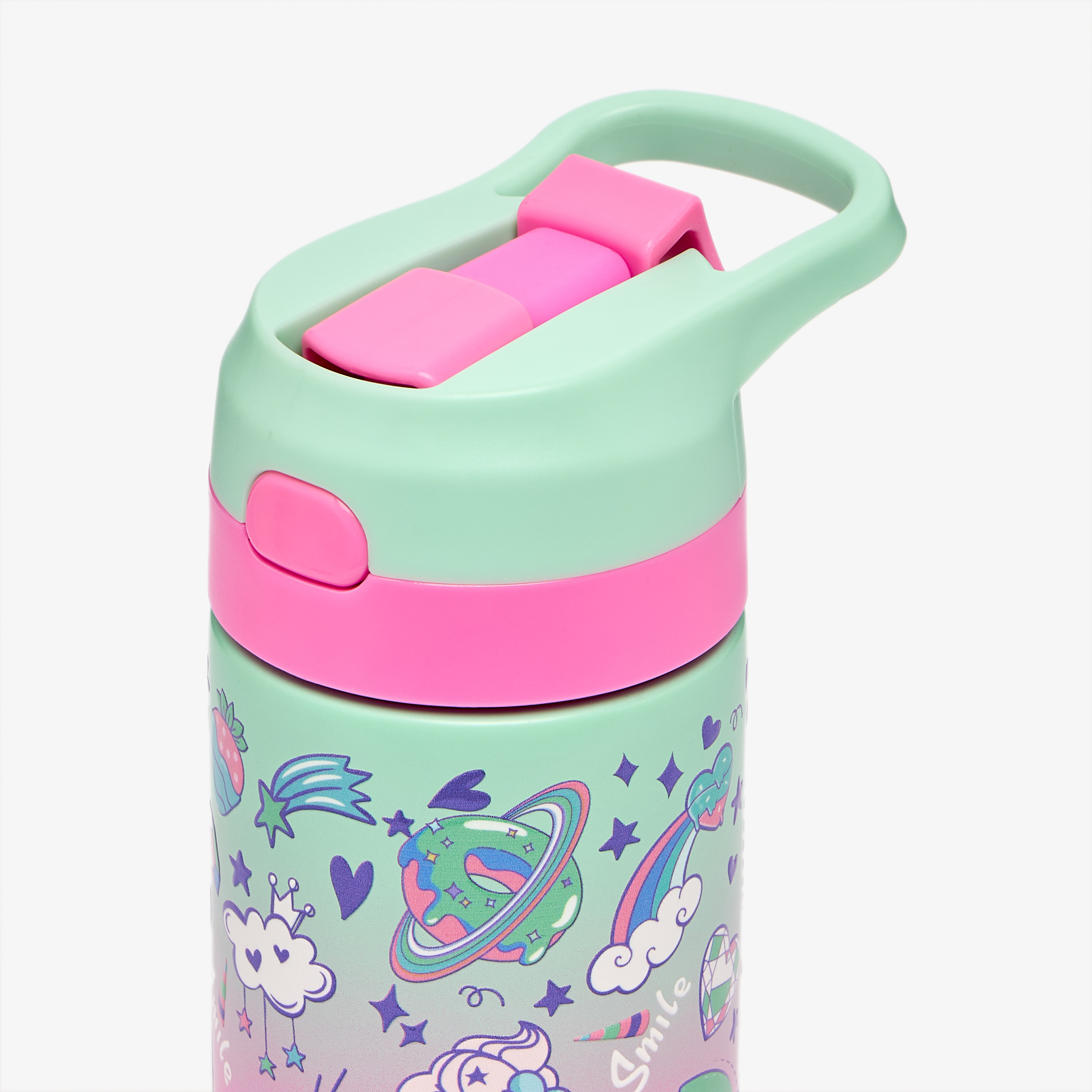 Unicorn Print Stainless Steel Water Bottle with Spout - 320 ml-school-waterbottles-image-4