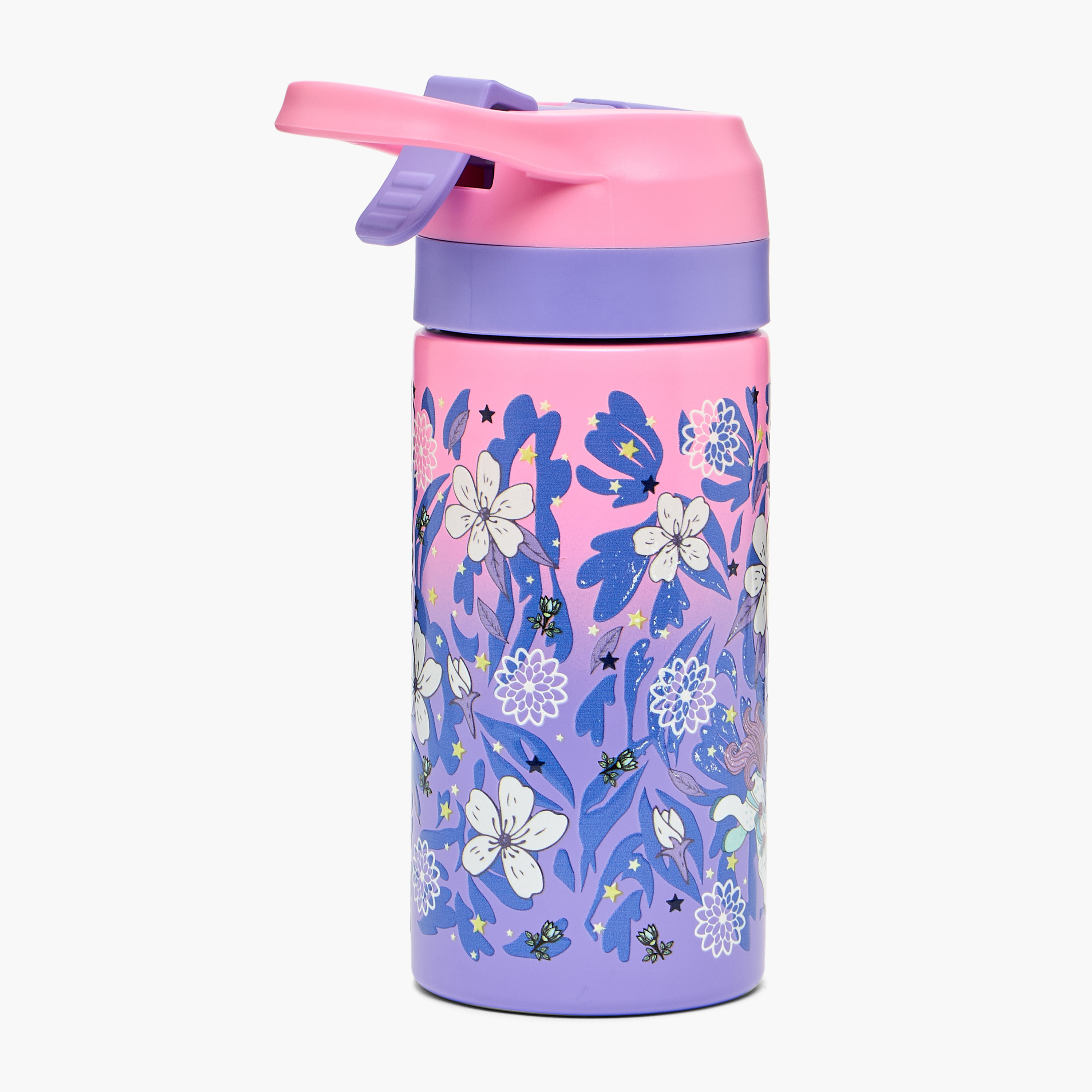قارورة مياه ستانلس ستيل بطبعات زهور مع فوّهة - 320 مل-school-waterbottles-image-3