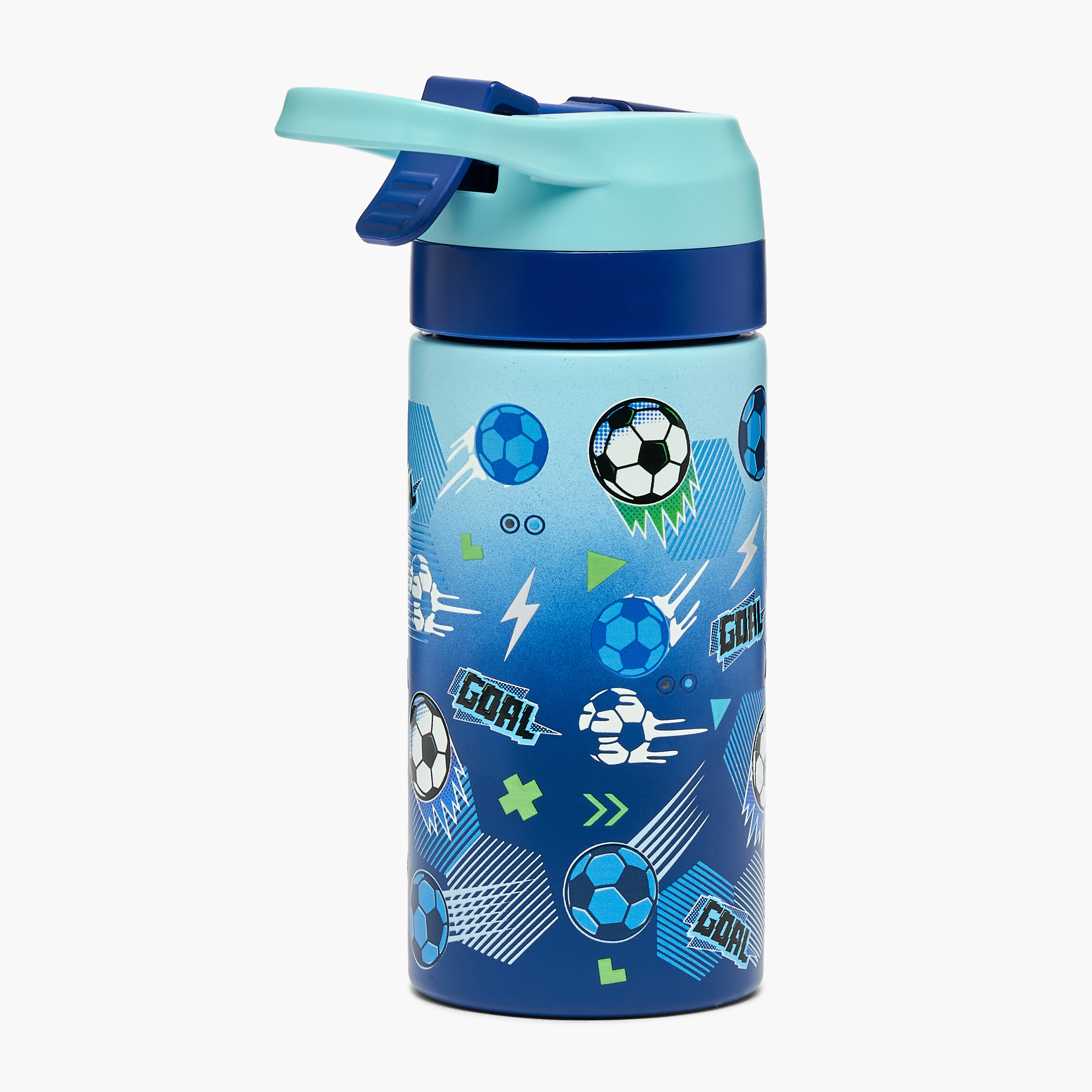 قارورة مياه ستانلس ستيل بطبعات كرة قدم مع فوّهة - 320 مل-school-waterbottles-image-3