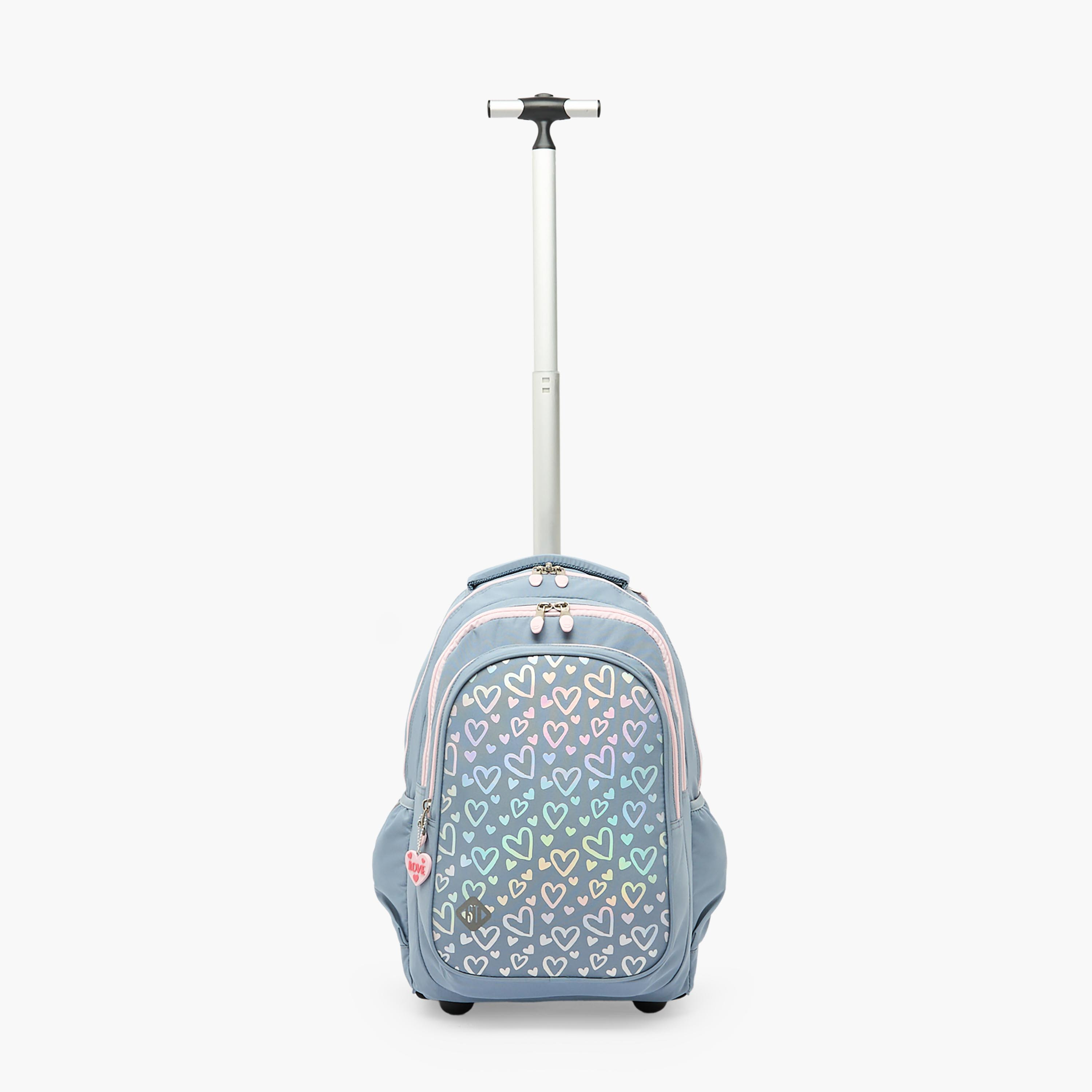 شنطة ترولي بطبعات قلوب ومقبض سحب 8-13 سنوات للبنات من سانت رايت - 18 بوصة-school-bagsandbackpacks-trolleybags-image-10