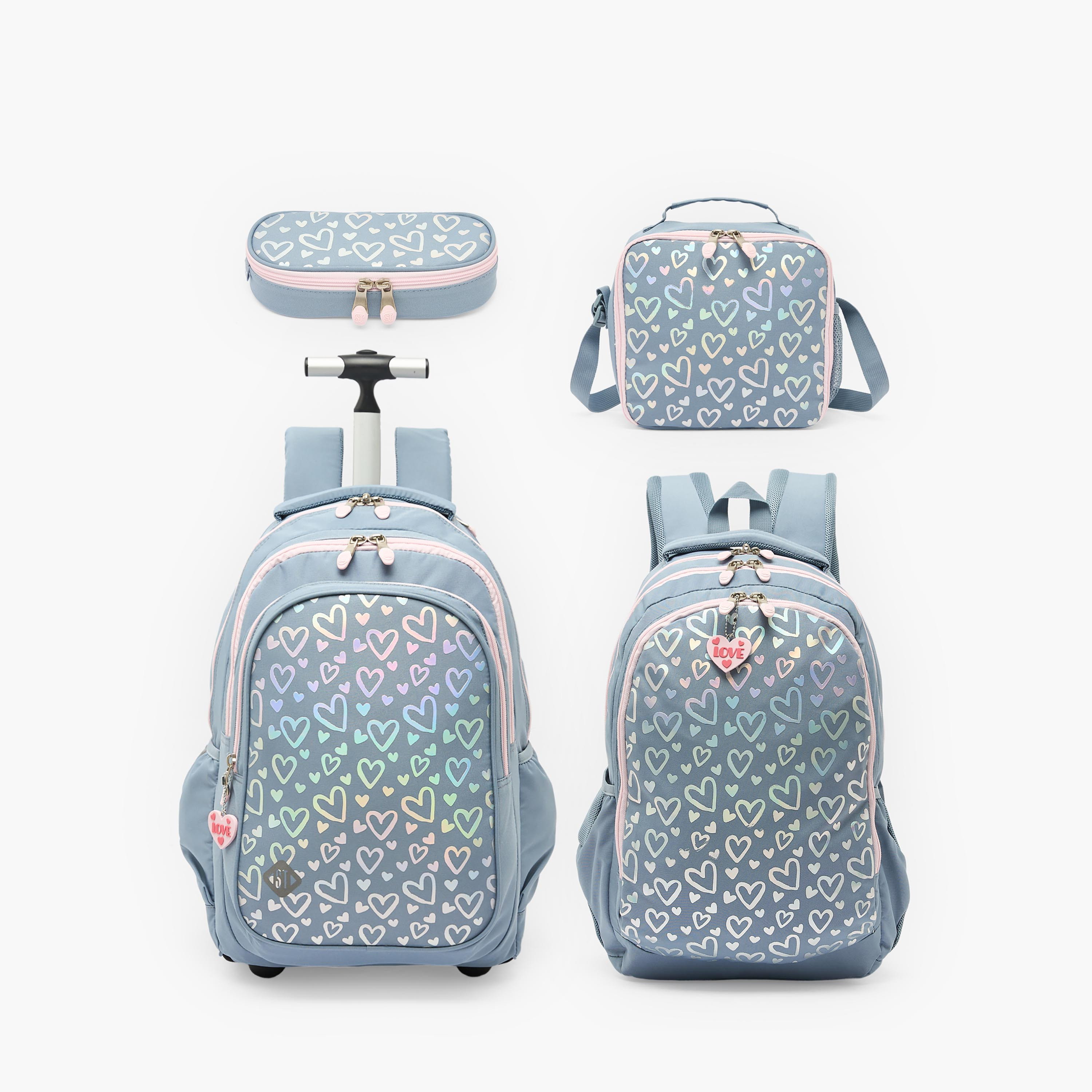 St.Right Heart Print Trolley Backpack for Girls 8-13 Years with Retractable Handle - 18 inches-school-bagsandbackpacks-trolleybags-image-17