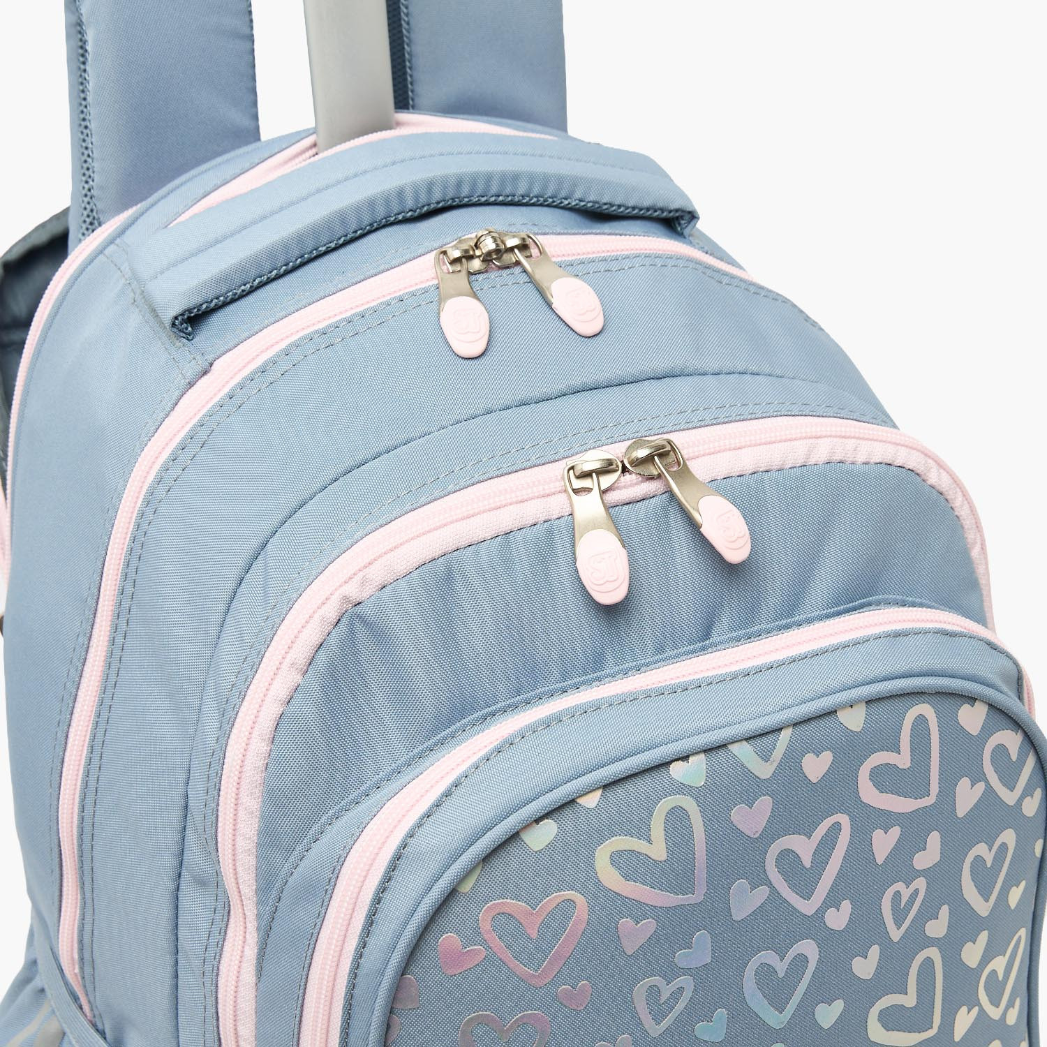 شنطة ترولي بطبعات قلوب ومقبض سحب 8-13 سنوات للبنات من سانت رايت - 18 بوصة-school-bagsandbackpacks-trolleybags-image-3