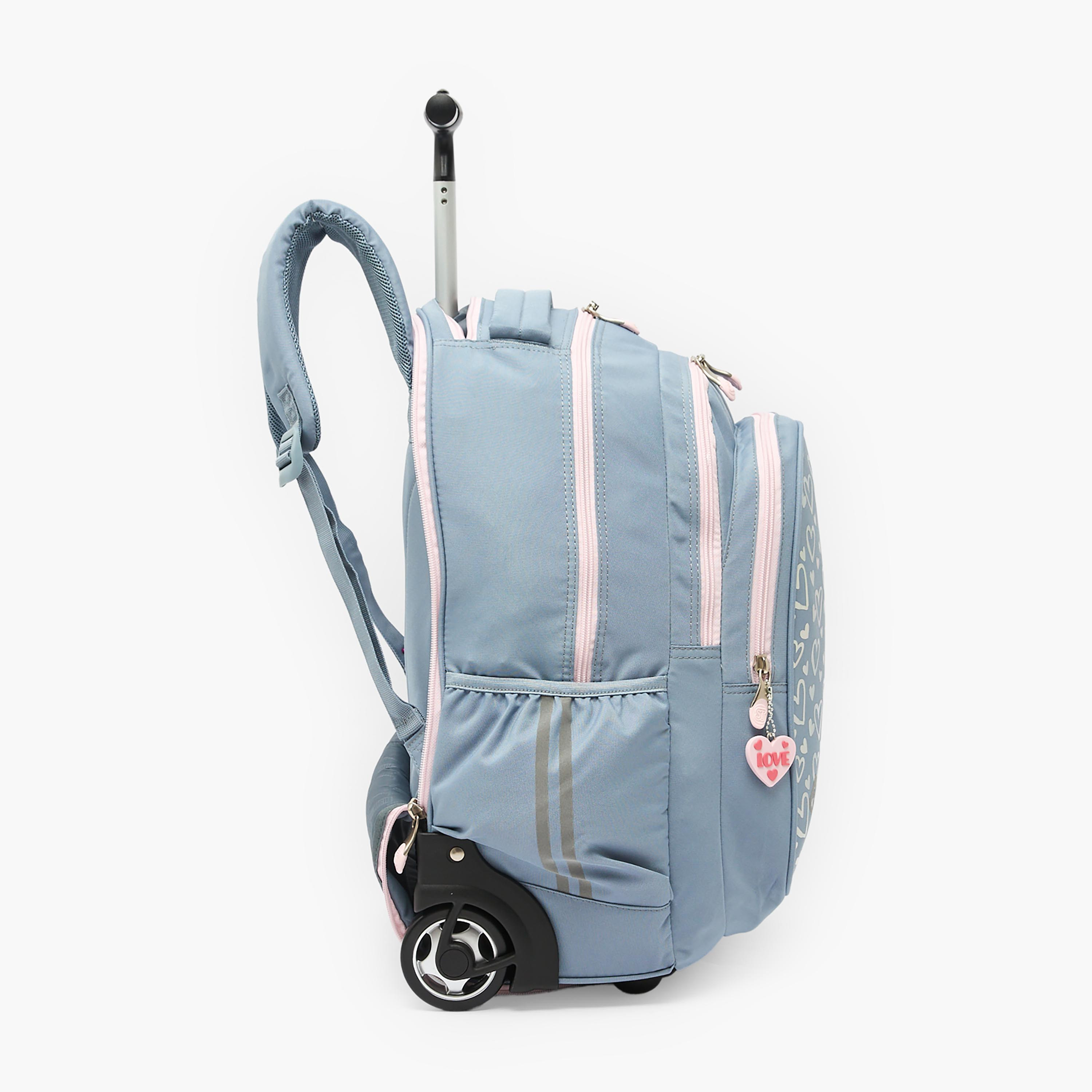 شنطة ترولي بطبعات قلوب ومقبض سحب 8-13 سنوات للبنات من سانت رايت - 18 بوصة-school-bagsandbackpacks-trolleybags-image-7