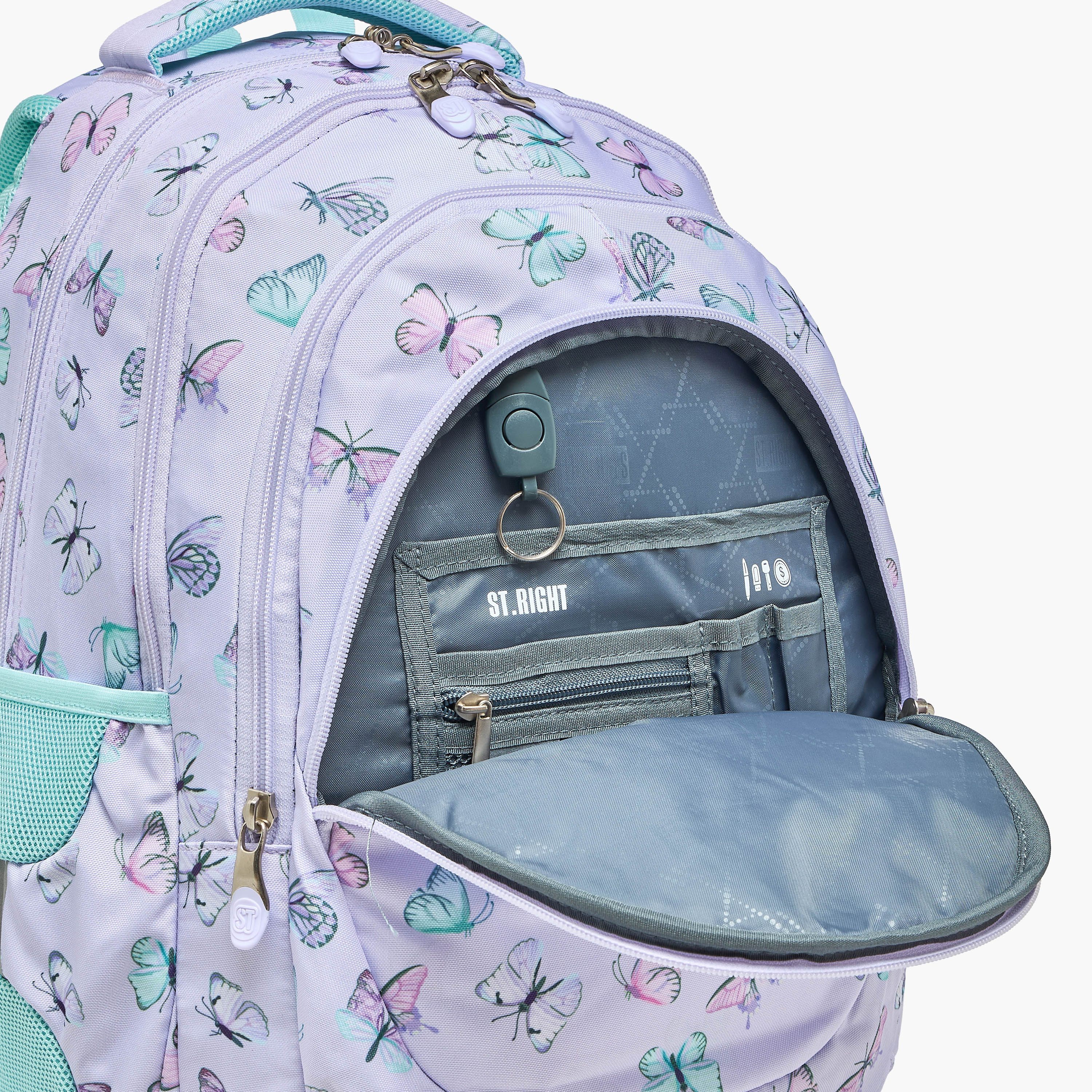 شنطة ظهر ترولي بطبعات فراشة مع قسم لابتوب للبنات من 8-13 سنة من سانت رايت - 18 بوصة-school-bagsandbackpacks-backpacks-image-4