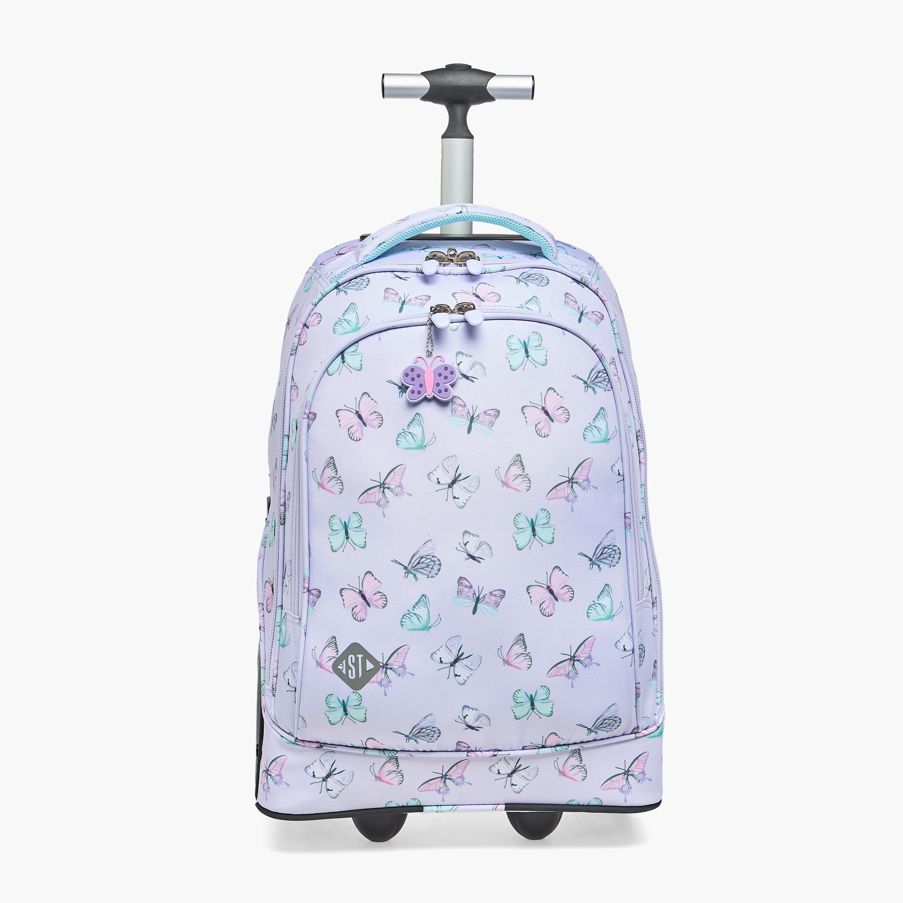 شنطة ترولي بمقبض قابل للسحب وطبعات فراشات للبنات بعمر 8-13 سنة من سانت رايت - 18 بوصة-school-bagsandbackpacks-trolleybags-image-1