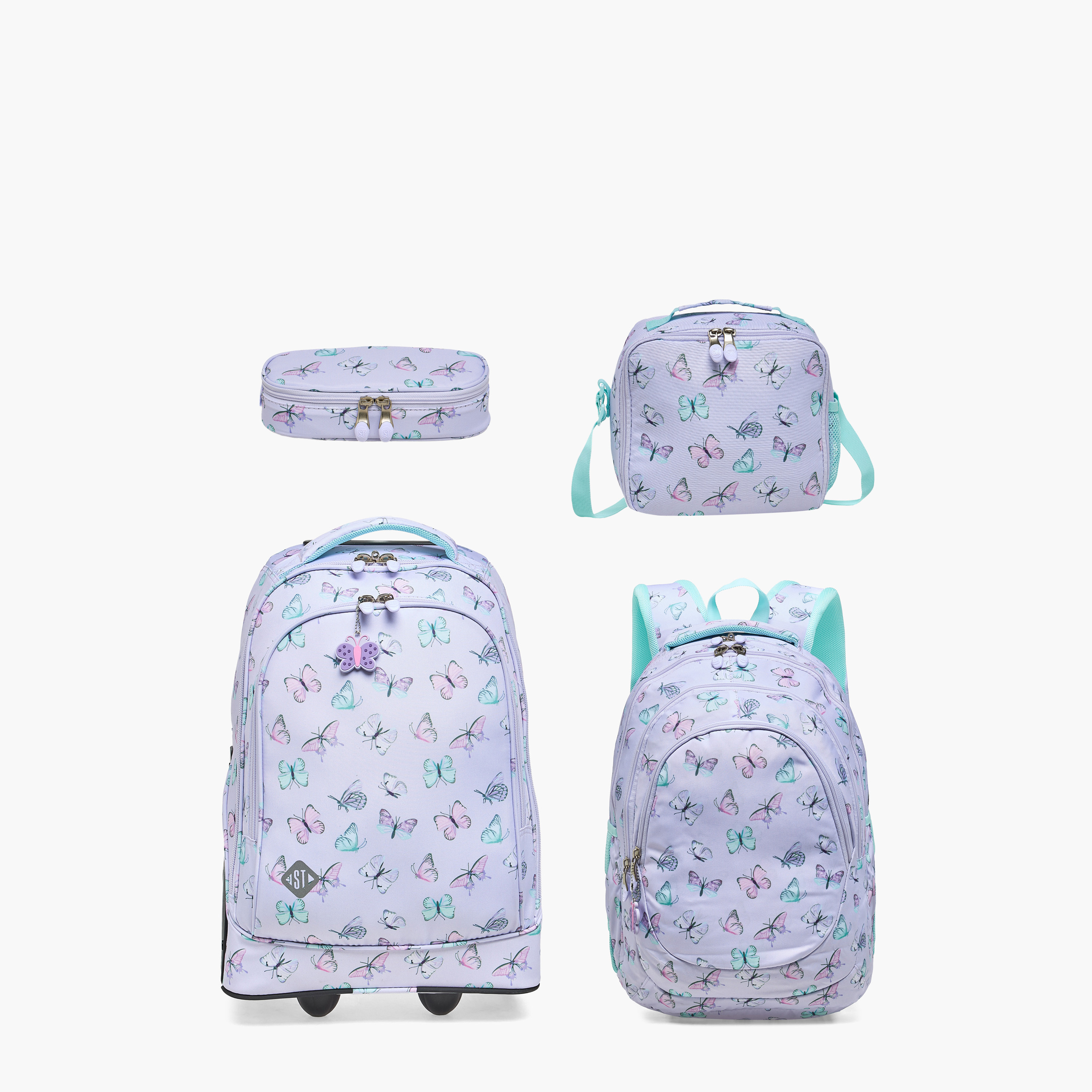 شنطة ترولي بمقبض قابل للسحب وطبعات فراشات للبنات بعمر 8-13 سنة من سانت رايت - 18 بوصة-school-bagsandbackpacks-trolleybags-image-10