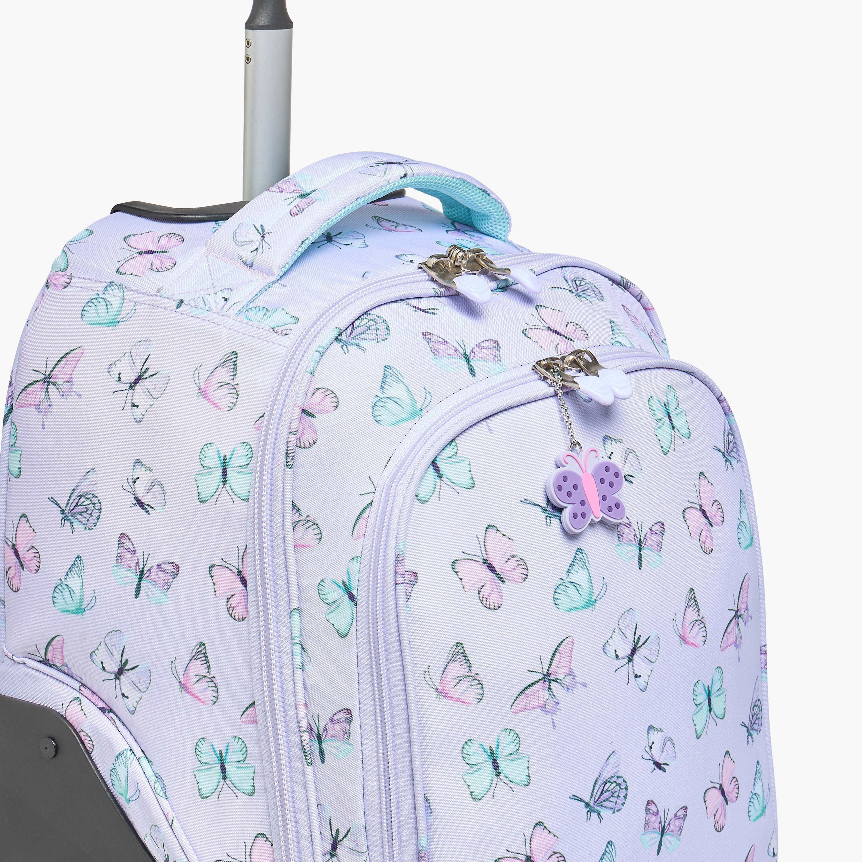 شنطة ترولي بمقبض قابل للسحب وطبعات فراشات للبنات بعمر 8-13 سنة من سانت رايت - 18 بوصة-school-bagsandbackpacks-trolleybags-image-3