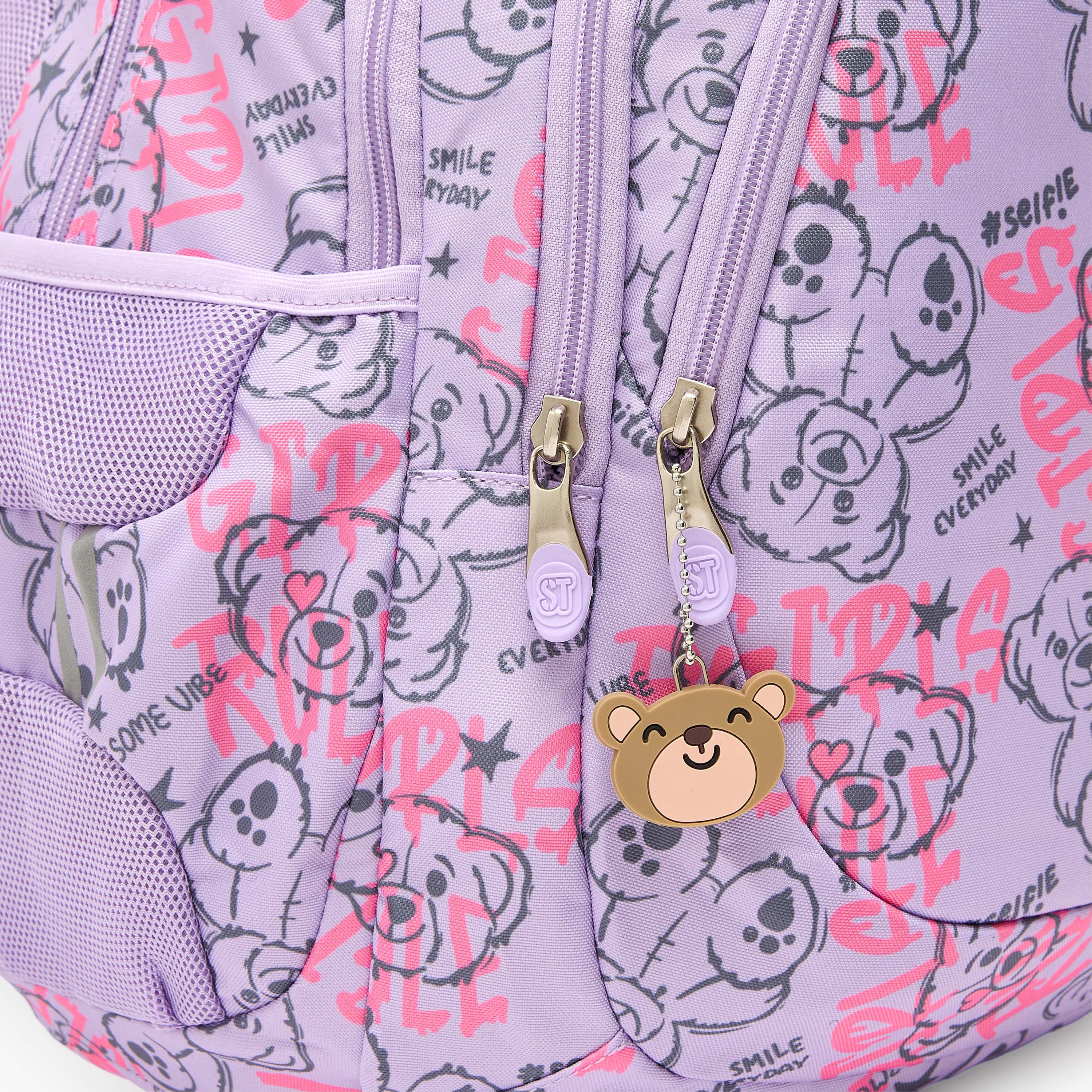 شنطة ظهر بطبعات دب وحمالات كتف مبطنة للبنات 8-13 سنوات من سانت رايت - 18 بوصة-school-bagsandbackpacks-backpacks-image-3
