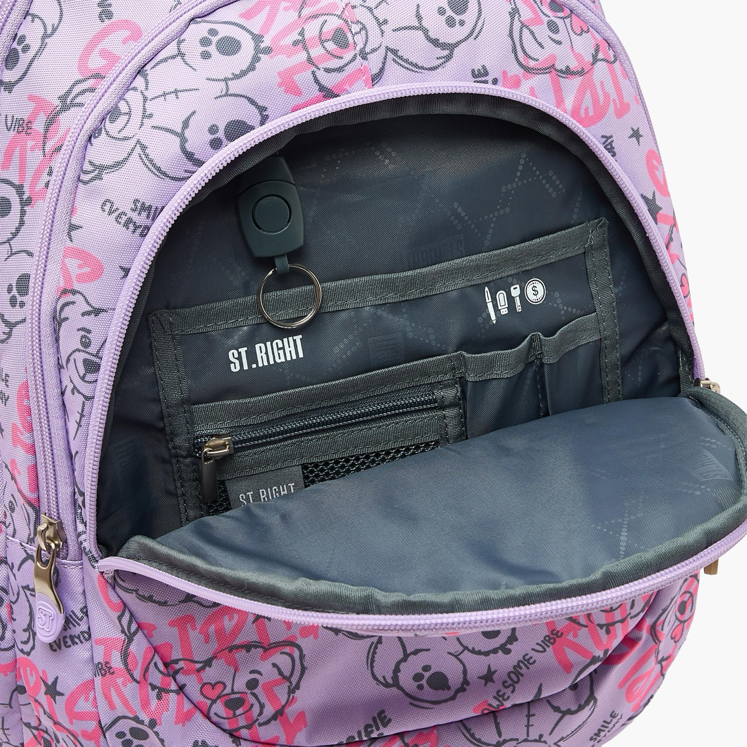 شنطة ظهر بطبعات دب وحمالات كتف مبطنة للبنات 8-13 سنوات من سانت رايت - 18 بوصة-school-bagsandbackpacks-backpacks-image-6