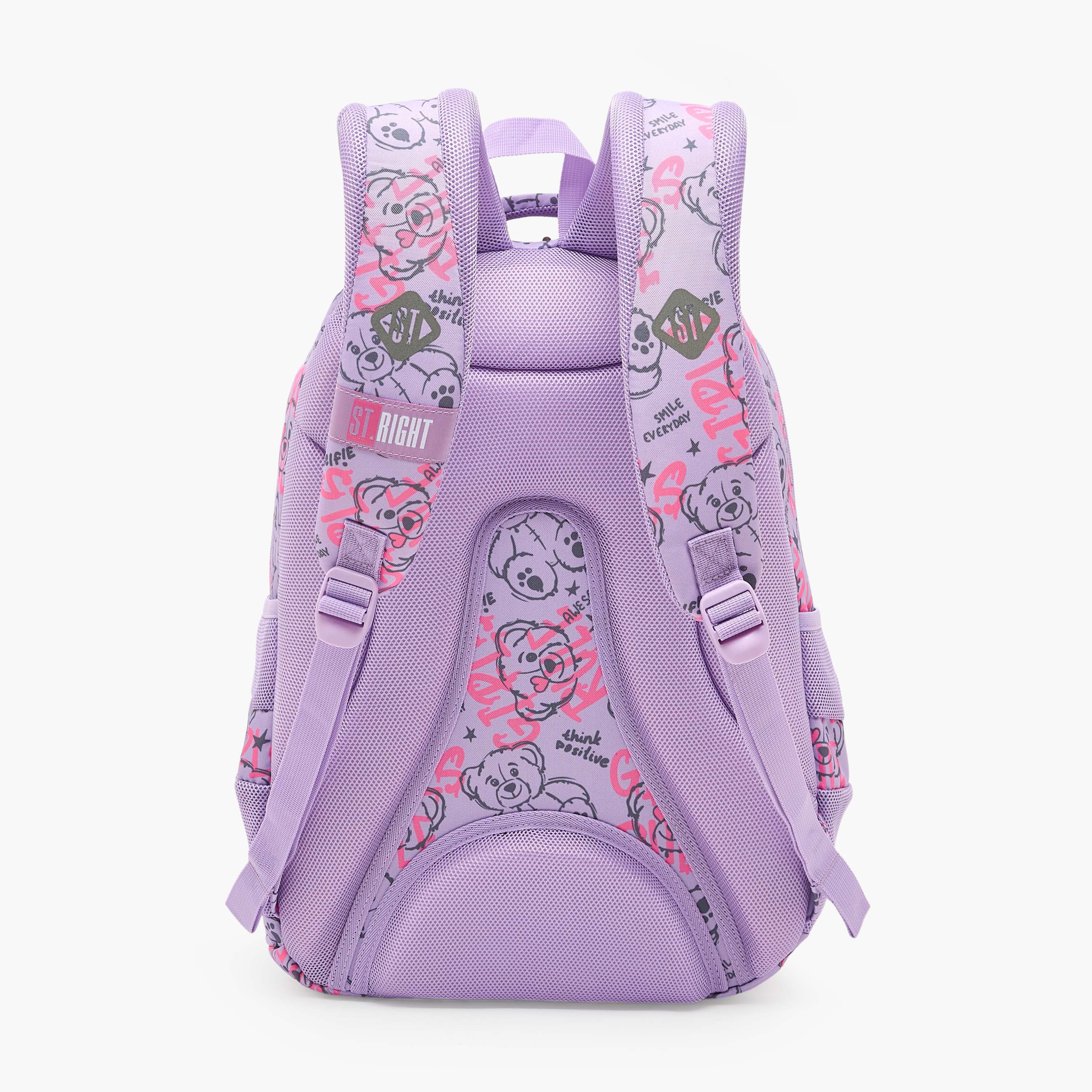 شنطة ظهر بطبعات دب وحمالات كتف مبطنة للبنات 8-13 سنوات من سانت رايت - 18 بوصة-school-bagsandbackpacks-backpacks-image-8