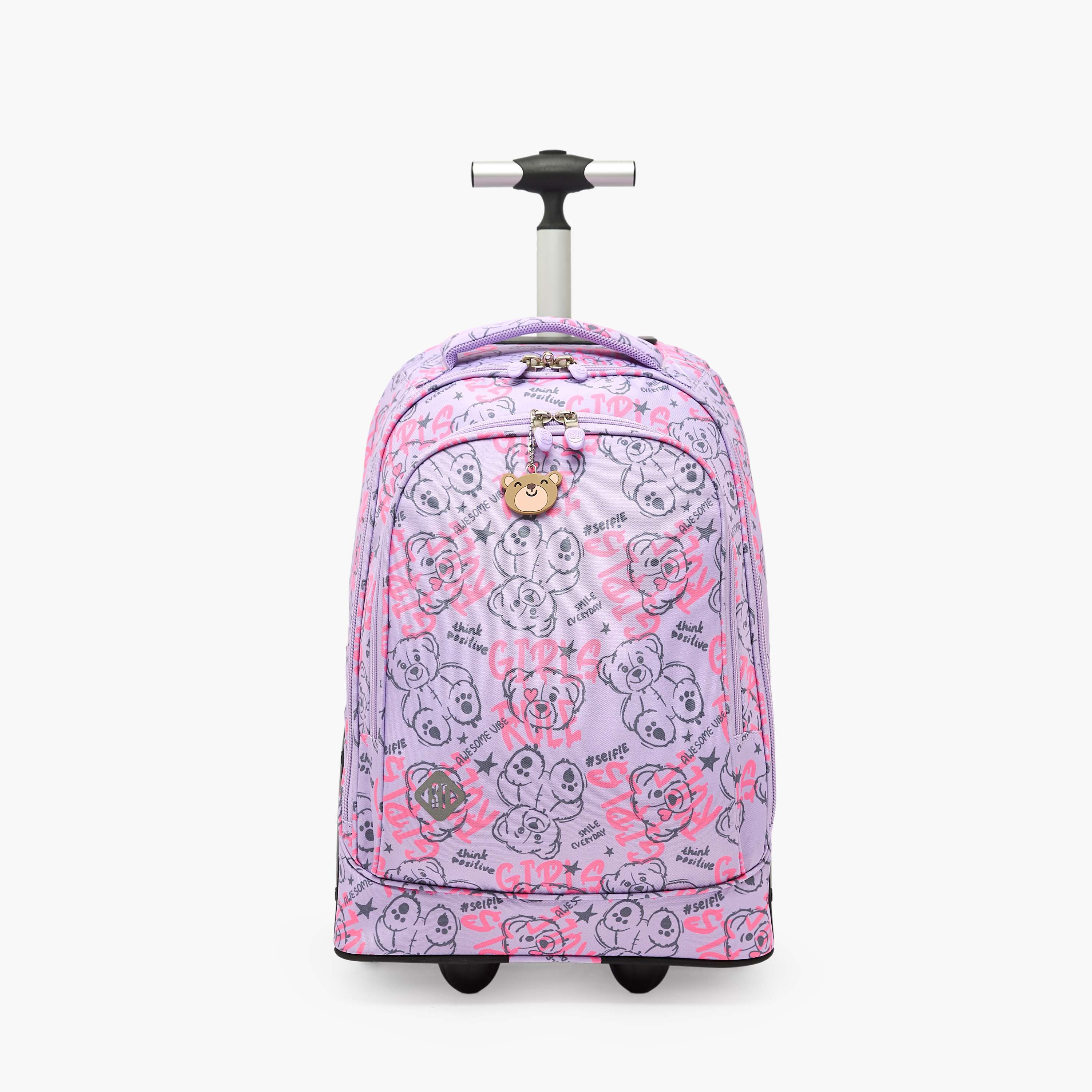 شنطة ترولي بطبعة دب للبنات من 8 إلى 13 سنة مع مقبض قابل للسحب - 18 بوصة-school-bagsandbackpacks-trolleybags-image-1