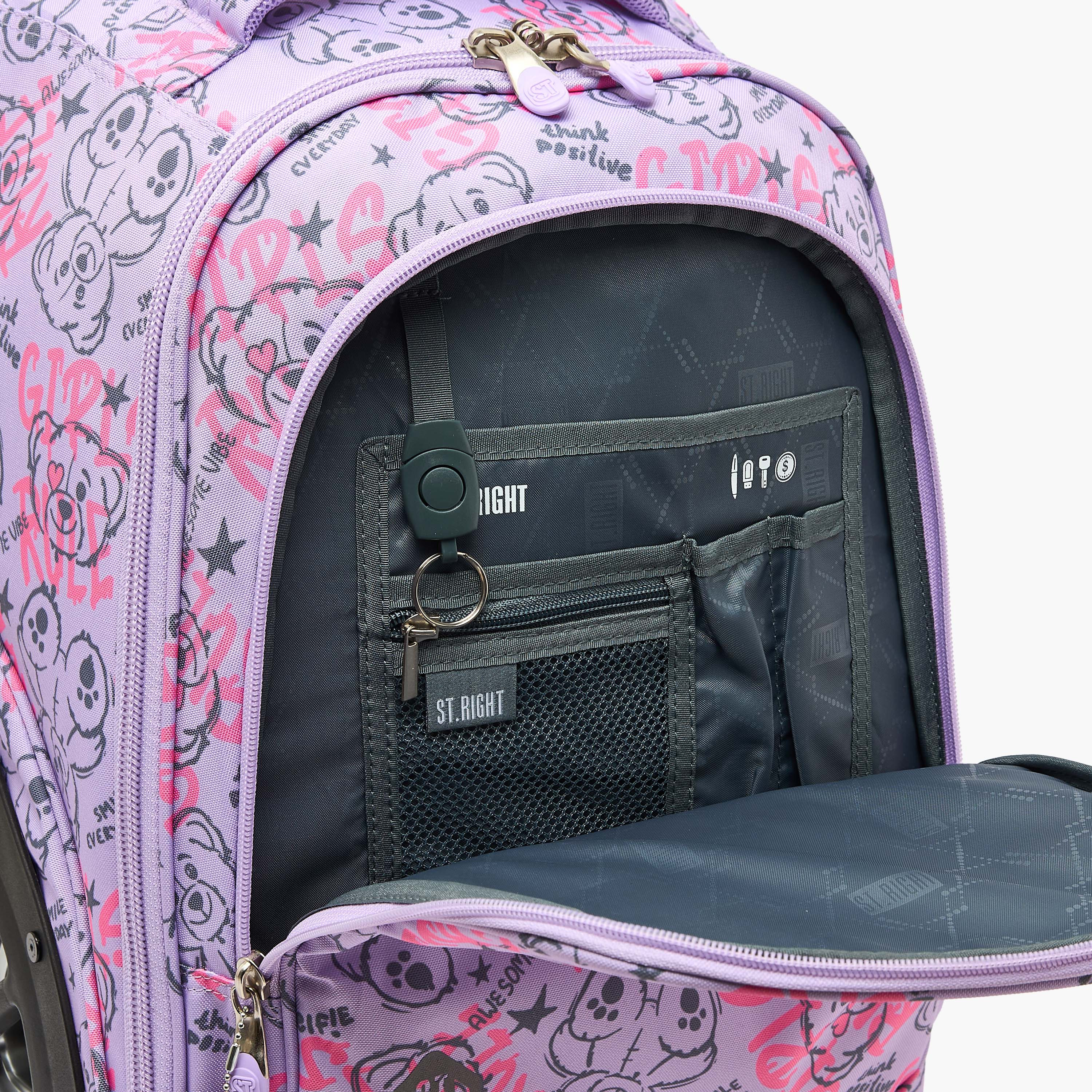 شنطة ترولي بطبعة دب للبنات من 8 إلى 13 سنة مع مقبض قابل للسحب - 18 بوصة-school-bagsandbackpacks-trolleybags-image-6