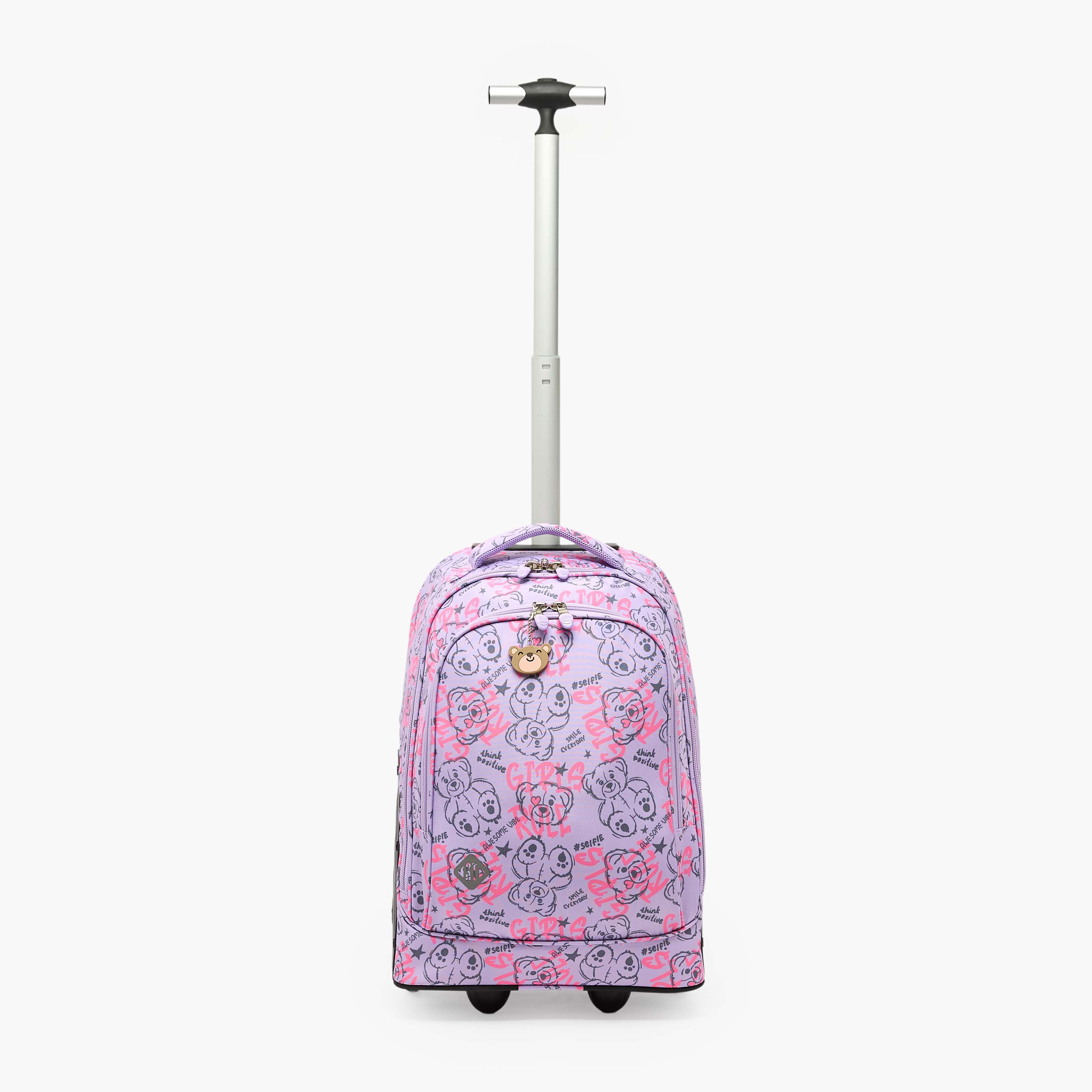 شنطة ترولي بطبعة دب للبنات من 8 إلى 13 سنة مع مقبض قابل للسحب - 18 بوصة-school-bagsandbackpacks-trolleybags-image-9