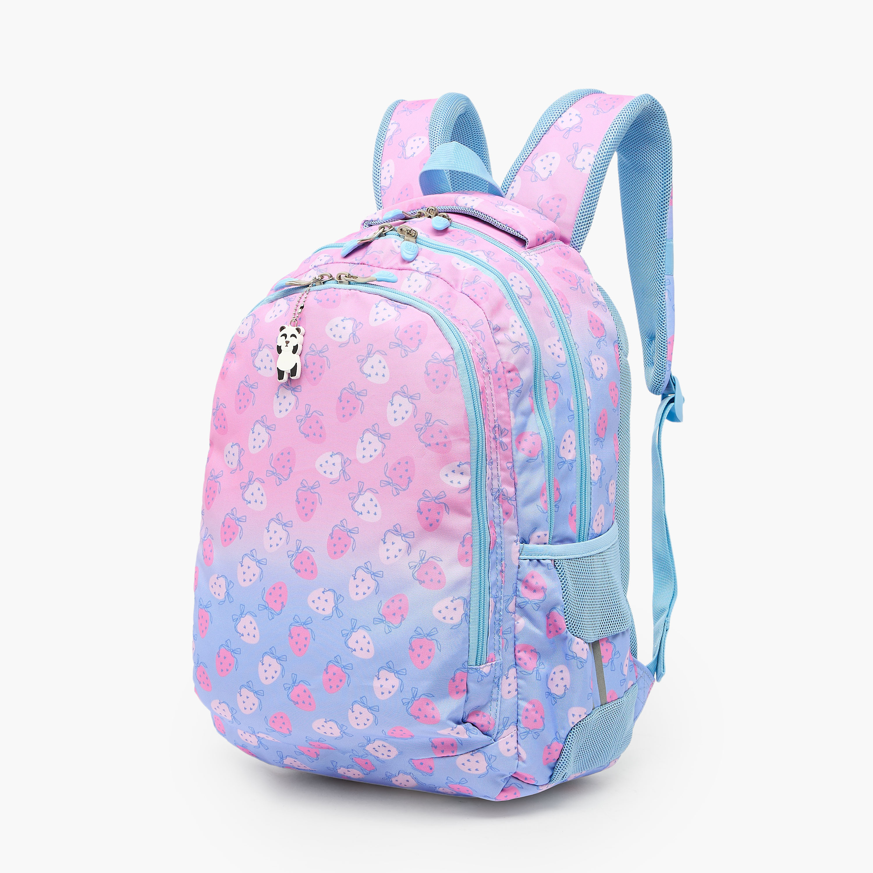 شنطة ظهر بطبعات فراولة وحمالات كتف مبطنة للبنات 8-13 سنوات من ست رايت - 18 بوصة-school-bagsandbackpacks-backpacks-image-2