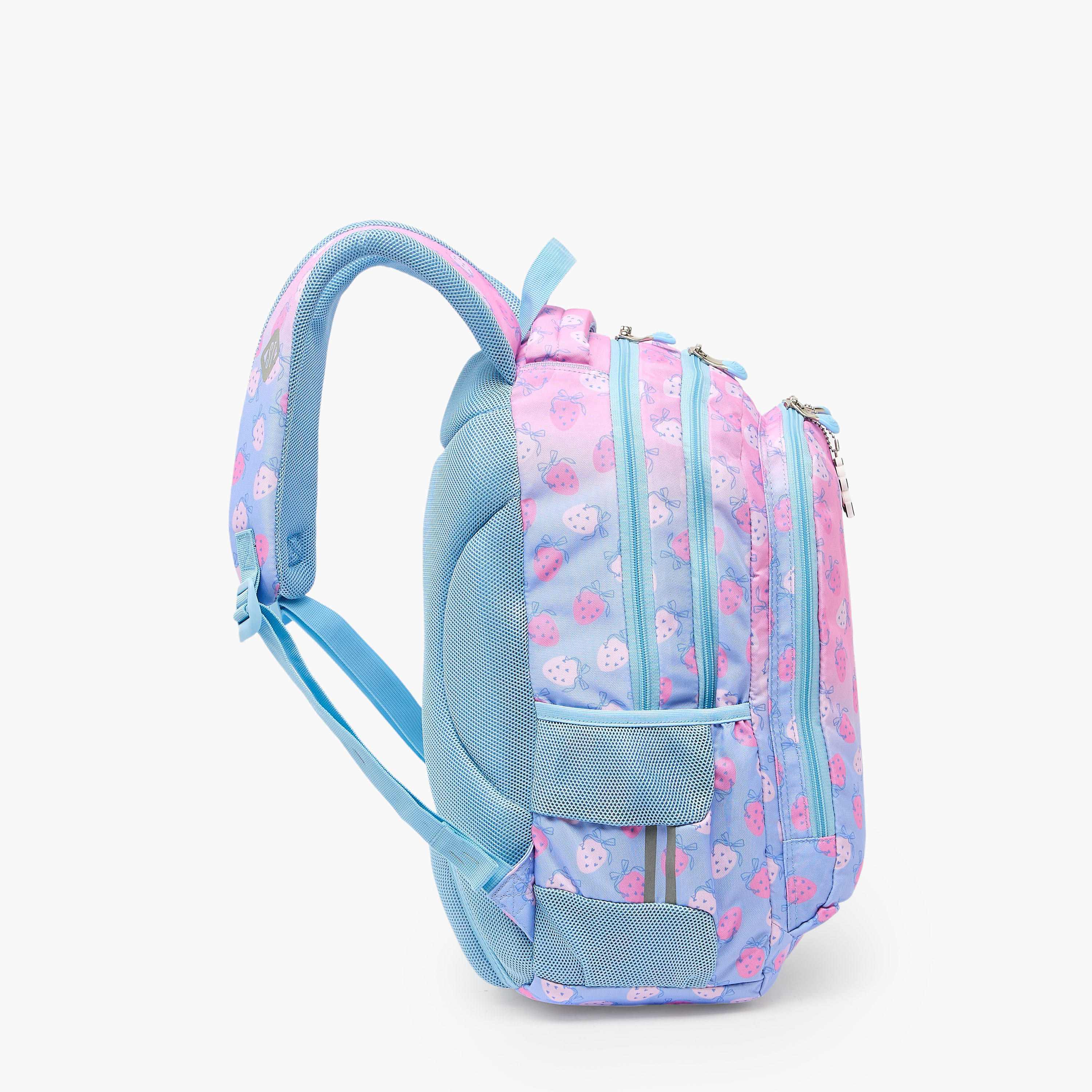 شنطة ظهر بطبعات فراولة وحمالات كتف مبطنة للبنات 8-13 سنوات من ست رايت - 18 بوصة-school-bagsandbackpacks-backpacks-image-3