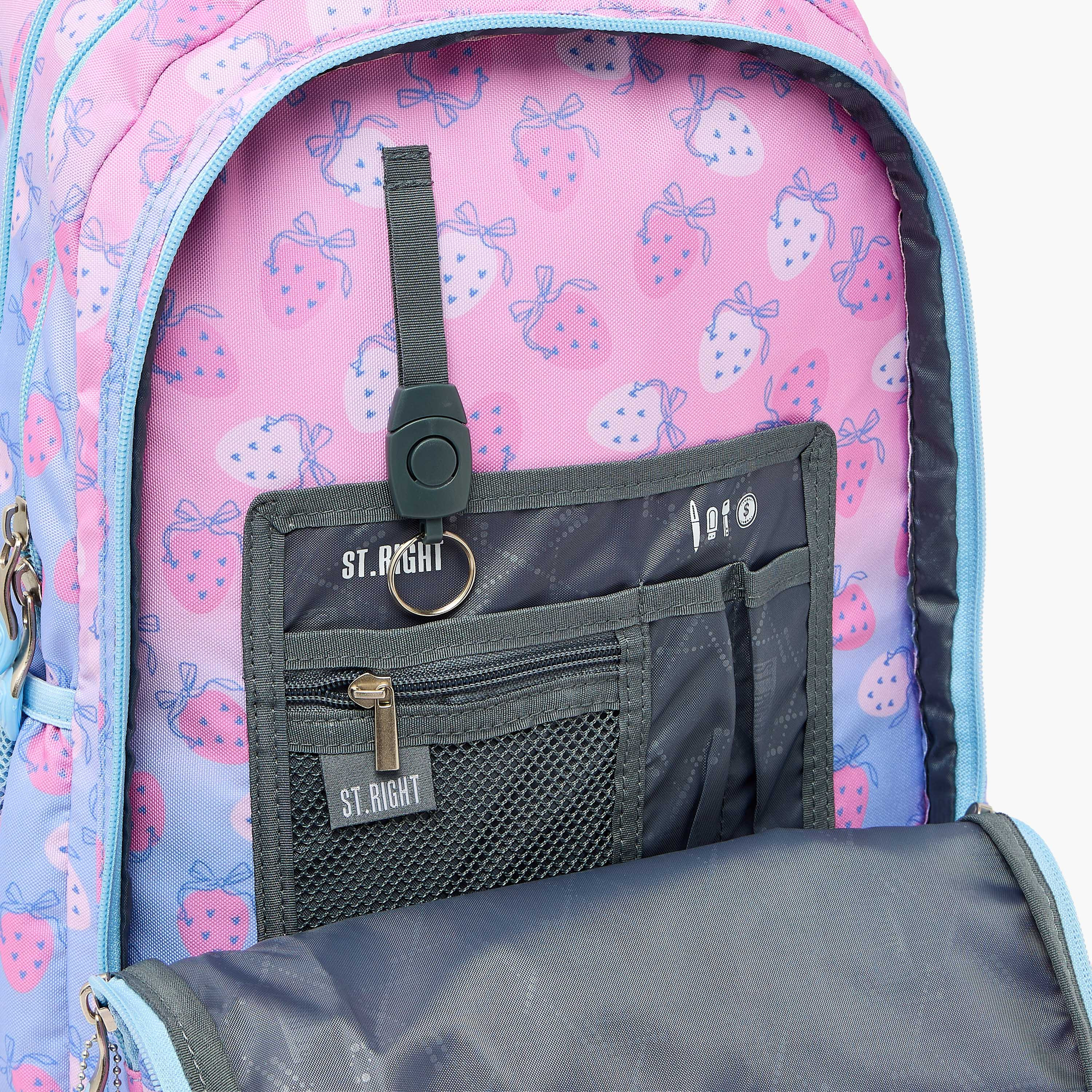 شنطة ظهر بطبعات فراولة وحمالات كتف مبطنة للبنات 8-13 سنوات من ست رايت - 18 بوصة-school-bagsandbackpacks-backpacks-image-8