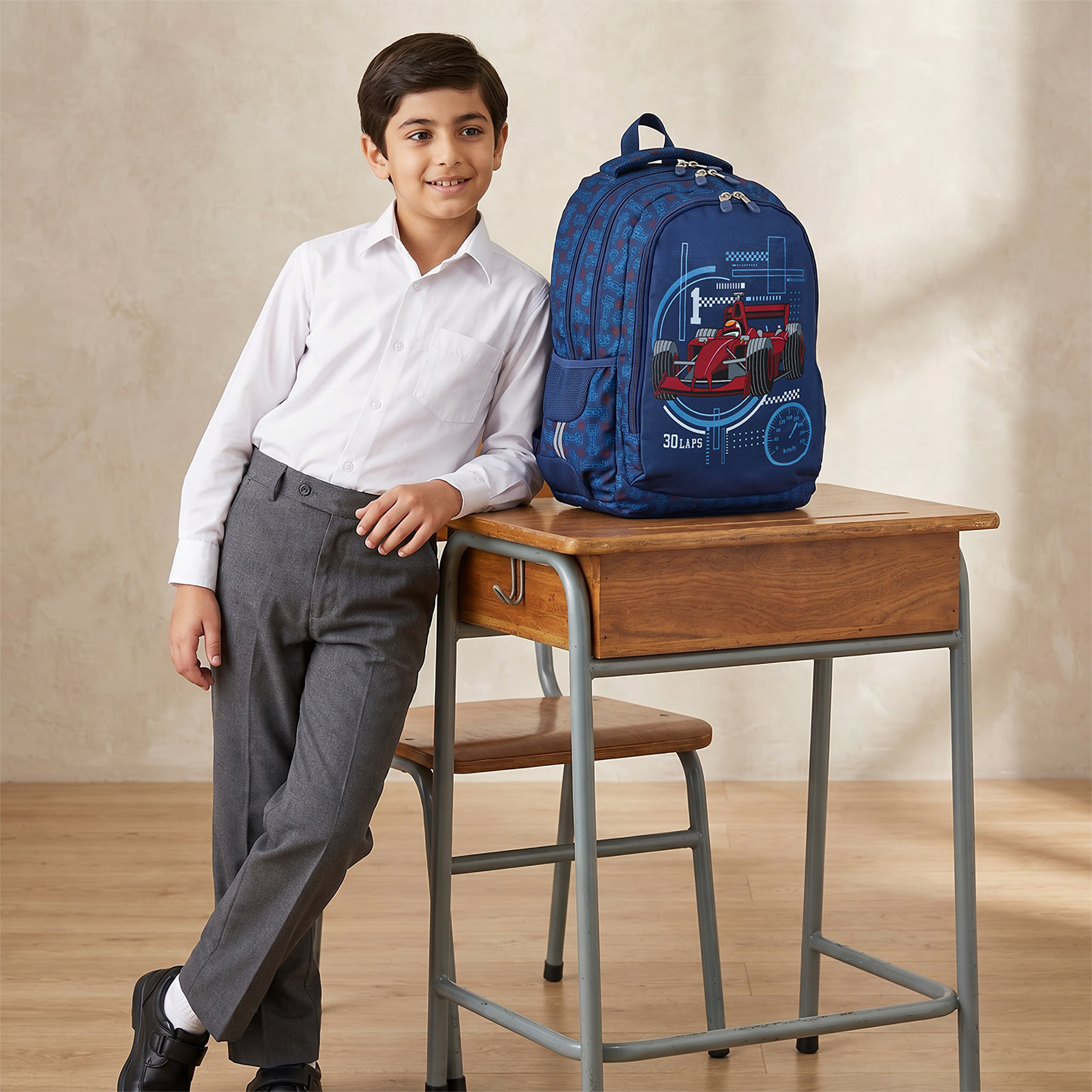 St.Right Racing Car Print Backpack for Boys 8-13 Years with Padded Straps - 18 inch-school-bagsandbackpacks-backpacks-image-3